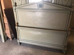 Beautiful Antique French 3-Door Armoire and Double Bed, Napoleon, Original Paint
