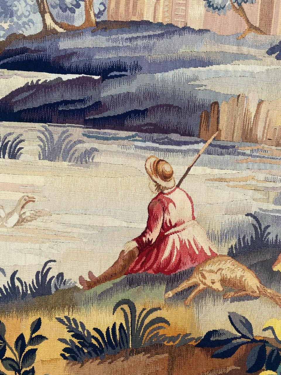 Bobyrug's Beautiful Antique French Aubusson Tapestry (Tapisserie d'Aubusson française ancienne) Bon état - En vente à Saint Ouen, FR