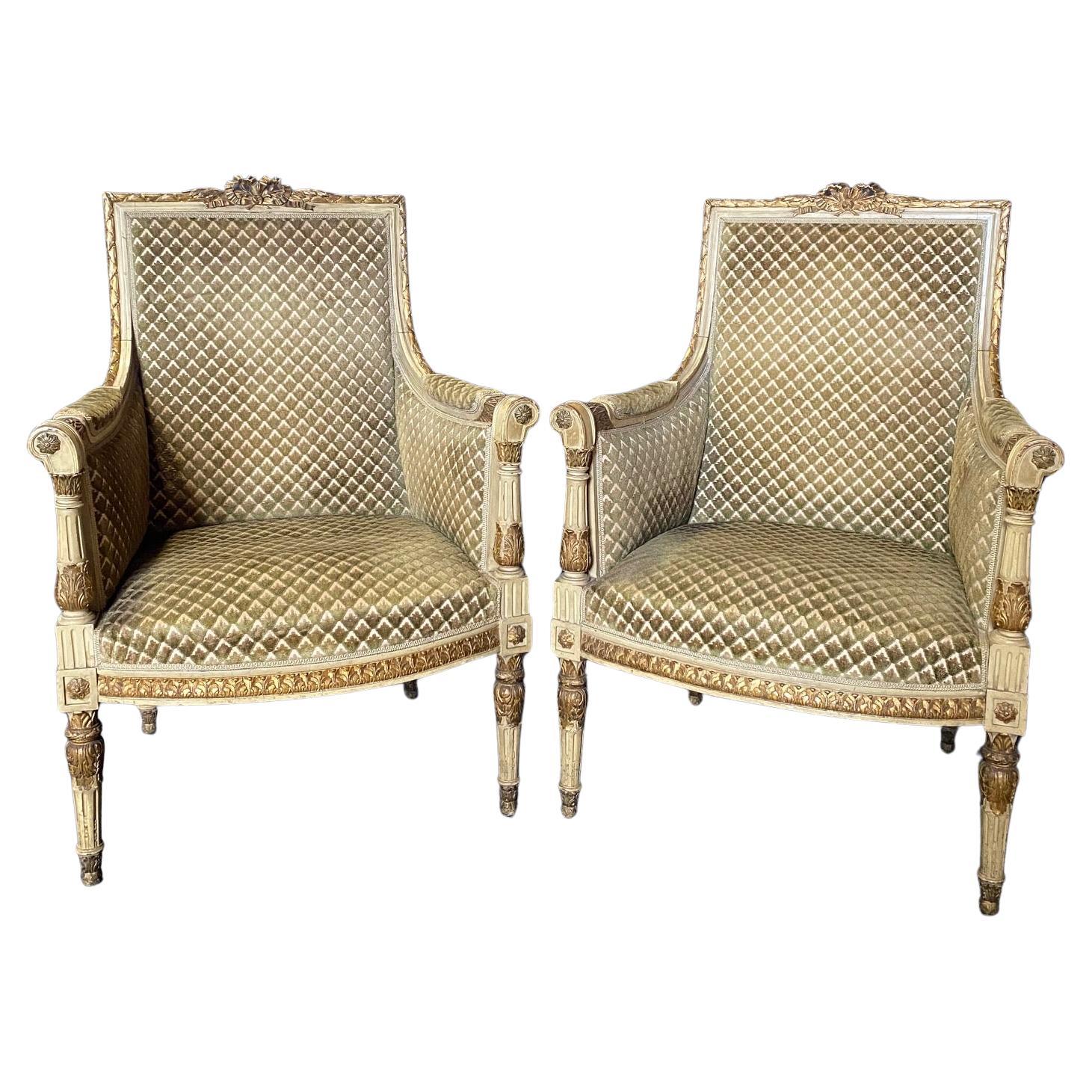 Beautiful Antique French Bergeres
