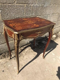 Beautiful Antique French Bronze Side Table, Inlaid, Original