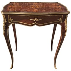 Beautiful Antique French Bronze Side Table, Inlaid, Original