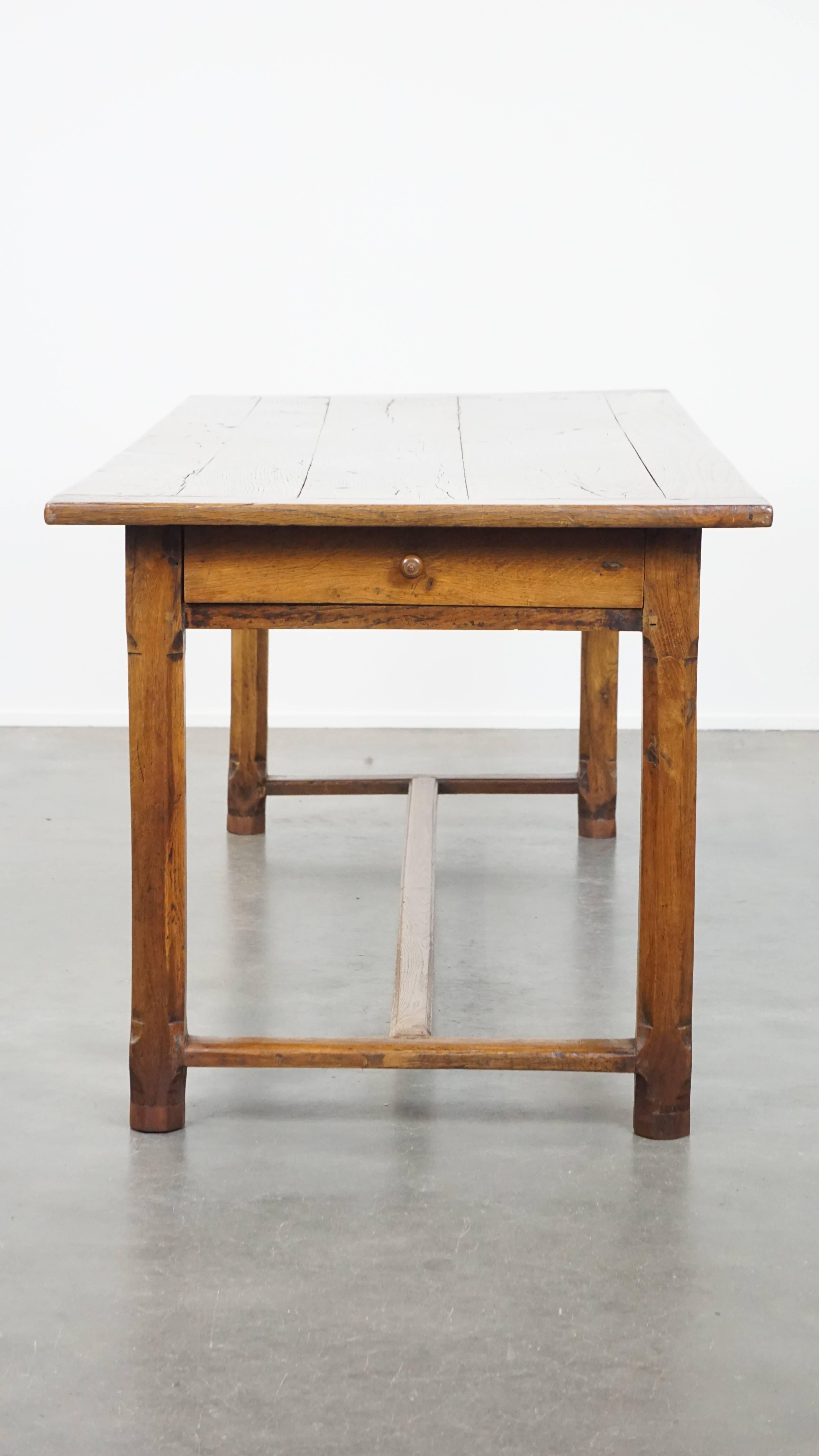 18th Century Beautiful Antique French Farmhouse Dining Table in Oak with 2 Drawers For Sale