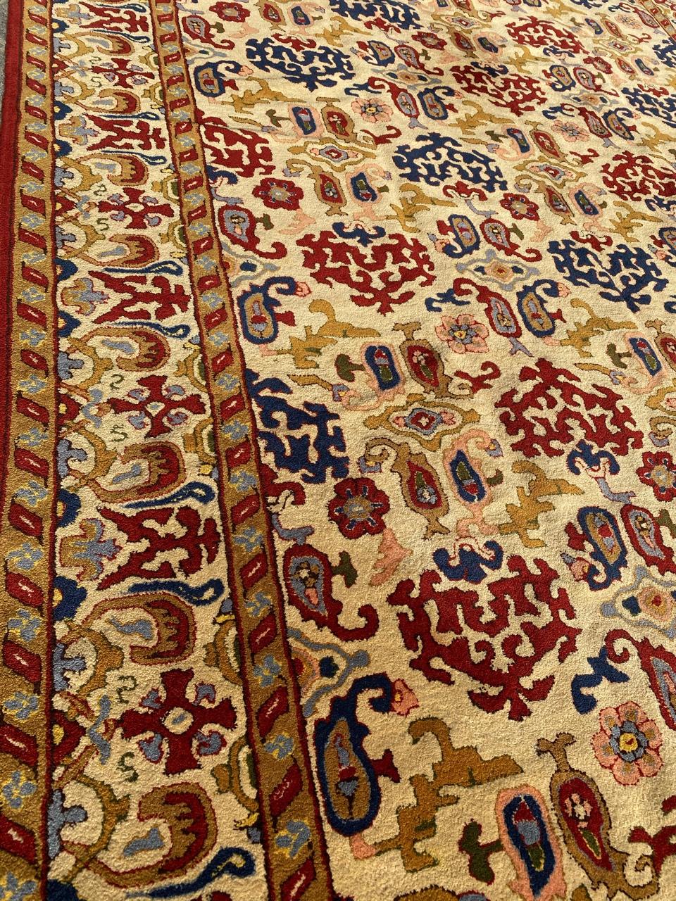 Wool Bobyrug’s Beautiful Antique French Janus Rug For Sale