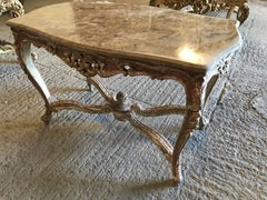 Beautiful Antique French Marble Top Gilt Coffee Table, Vintage, Rare