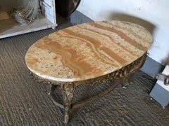 Beautiful Antique French Marble-Top Gilt Coffee Table, Vintage, Rare