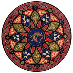 Bobyrug’s Beautiful Antique French Needlepoint Round Tapestry