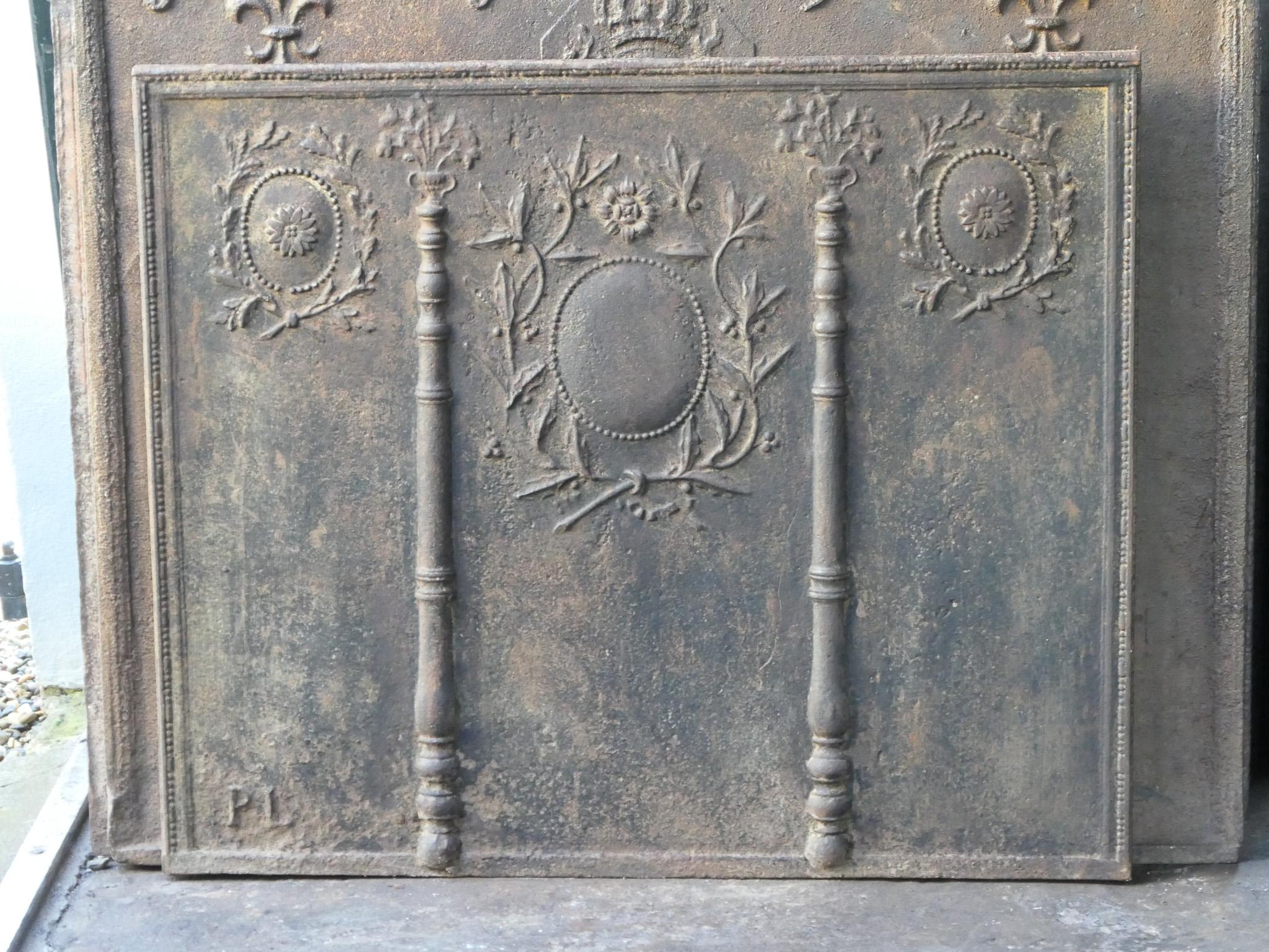 Iron Beautiful Antique French Neoclassical Fireback / Backsplash, 18th - 19th Century For Sale