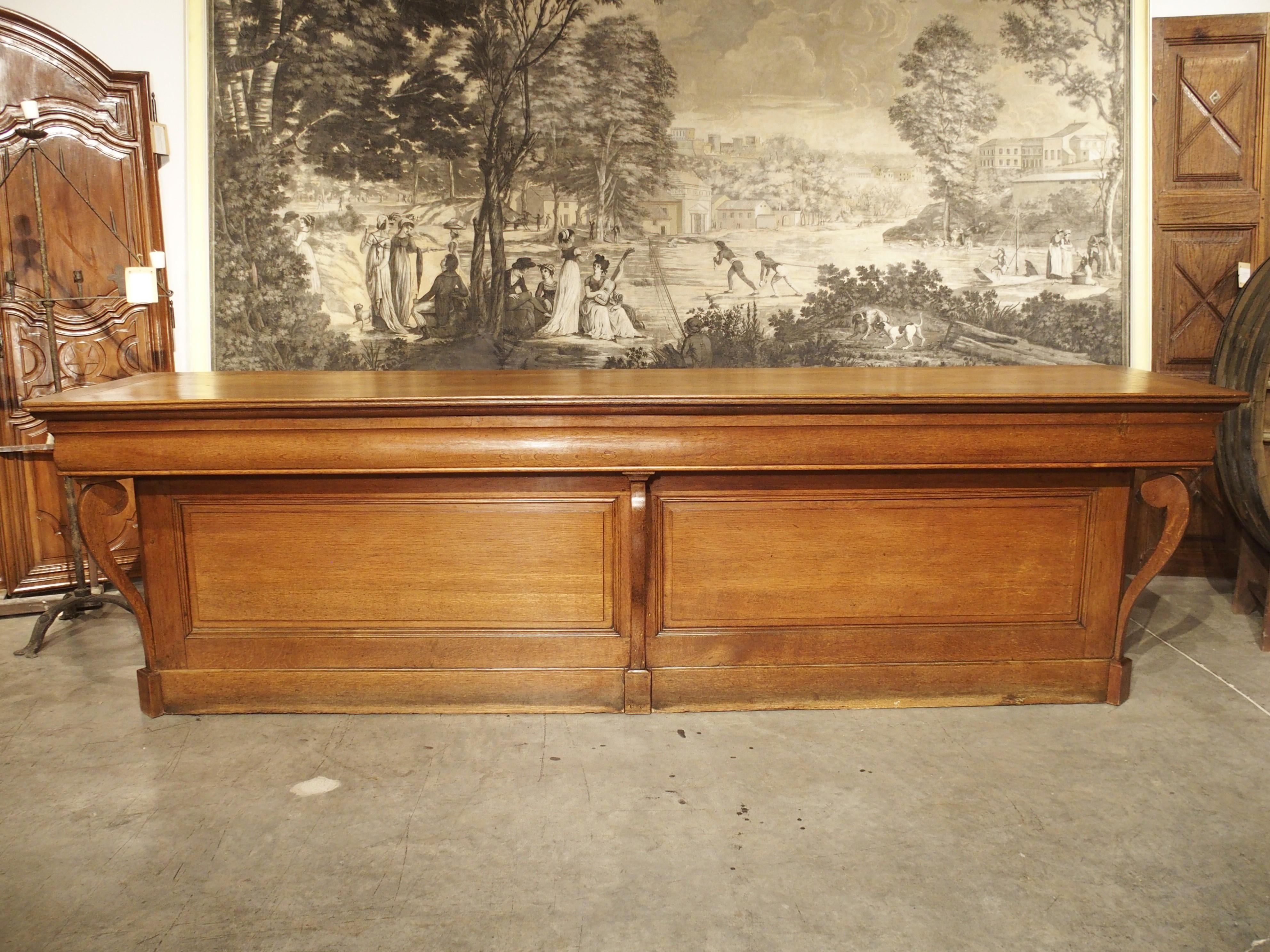 Hand-Carved Beautiful Antique French Oak Shop Counter, Circa 1885