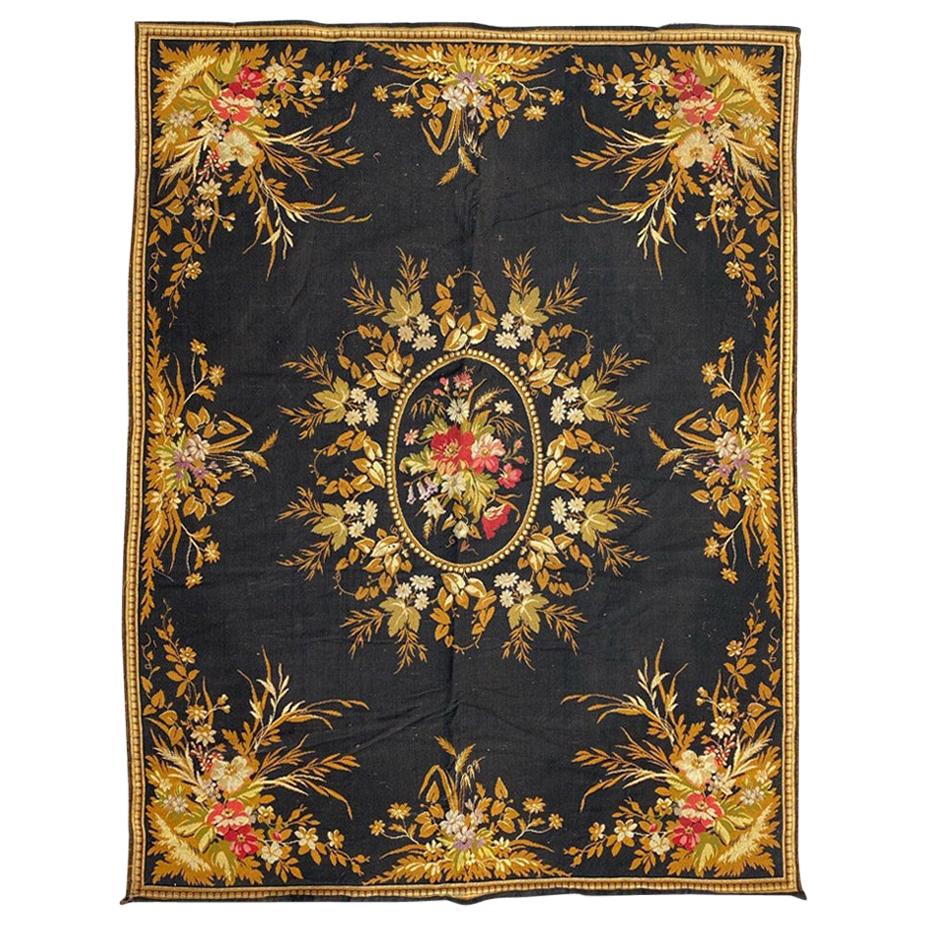 Magnifique tapisserie française ancienne en toile de table