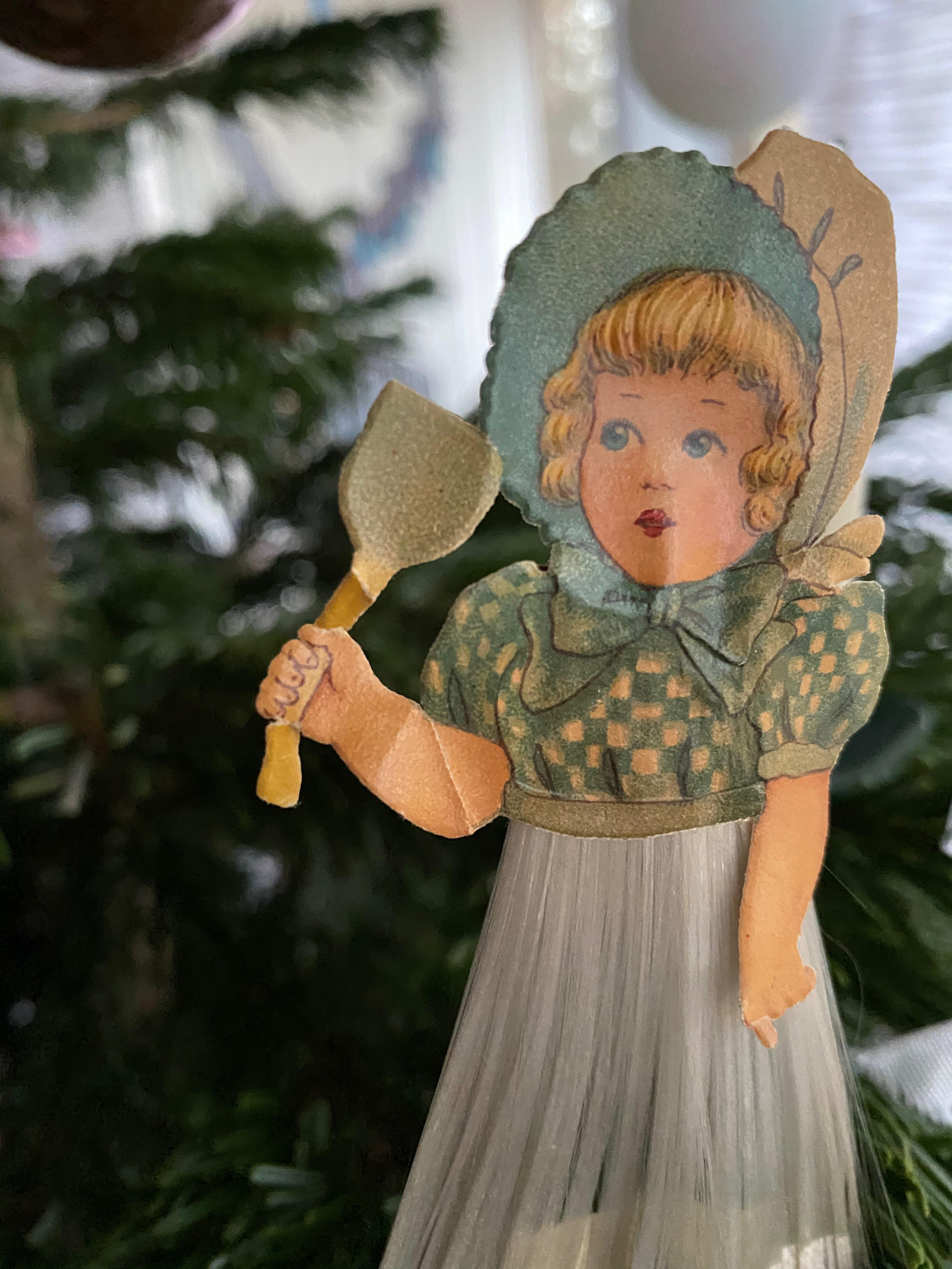 Beautiful Antique Girl Christmas Tree Clip-On Ornament, German, 1900s 4
