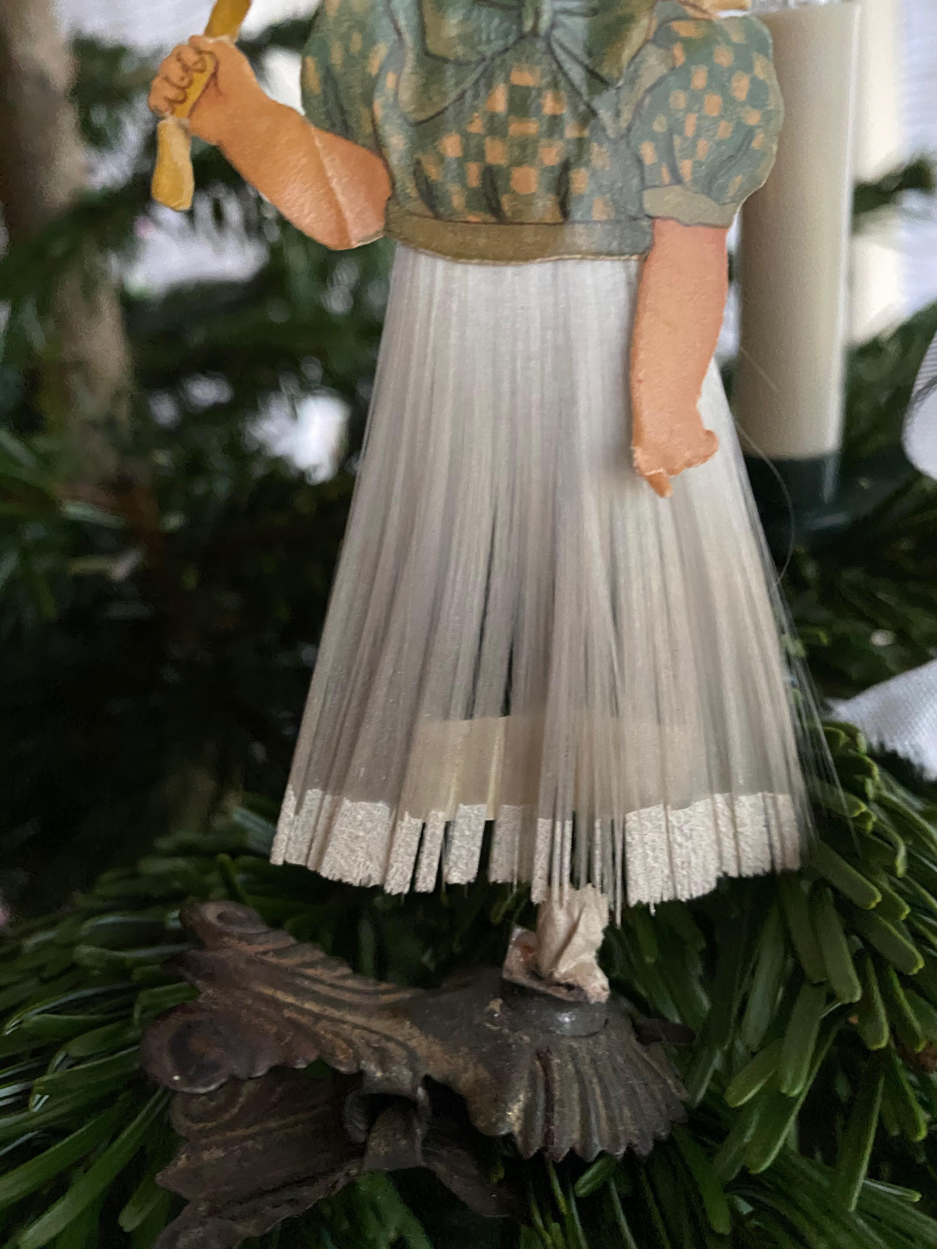Beautiful Antique Girl Christmas Tree Clip-On Ornament, German, 1900s 2