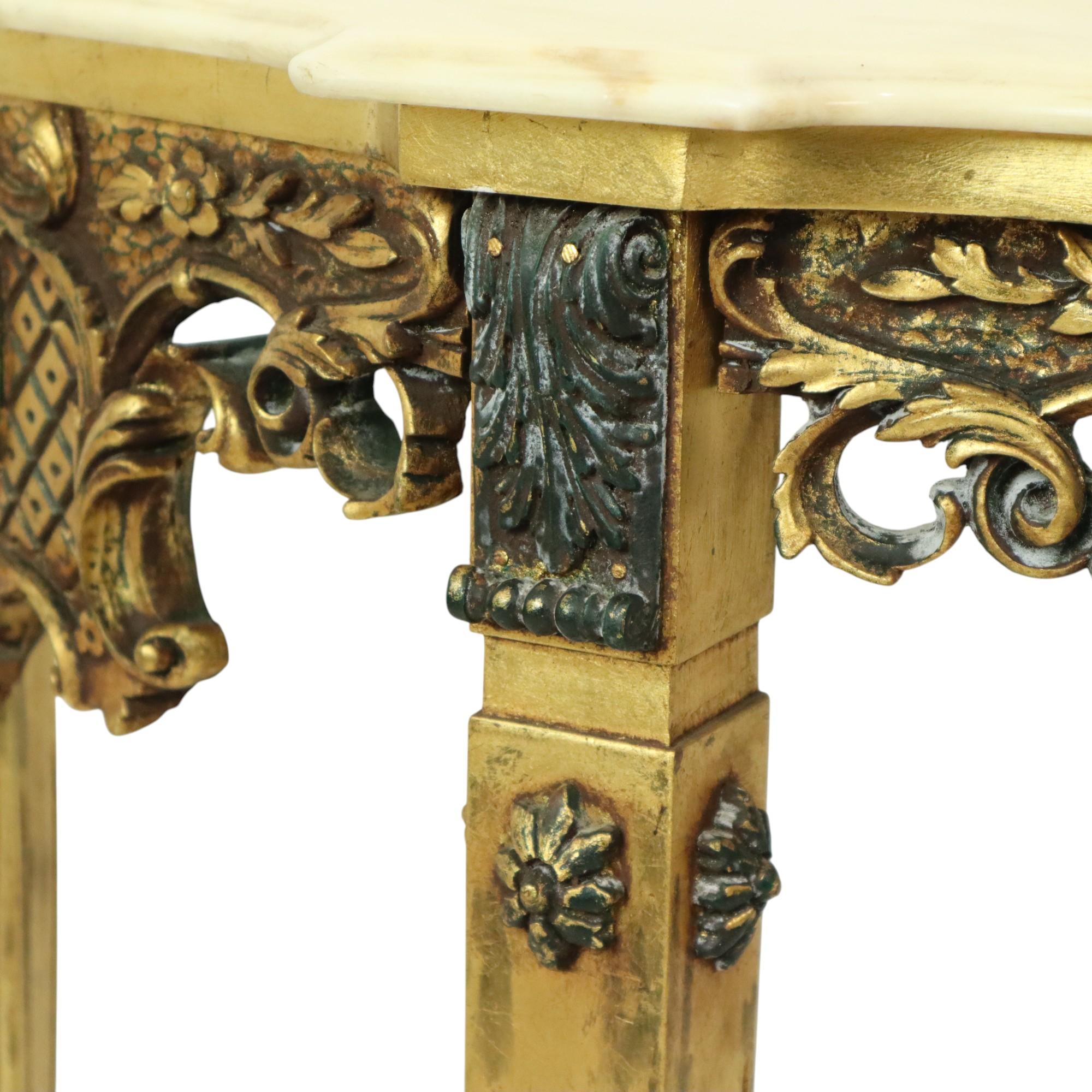 Beautiful Antique Gold Leaf Gilded Console Marble Louis XVI Style 2