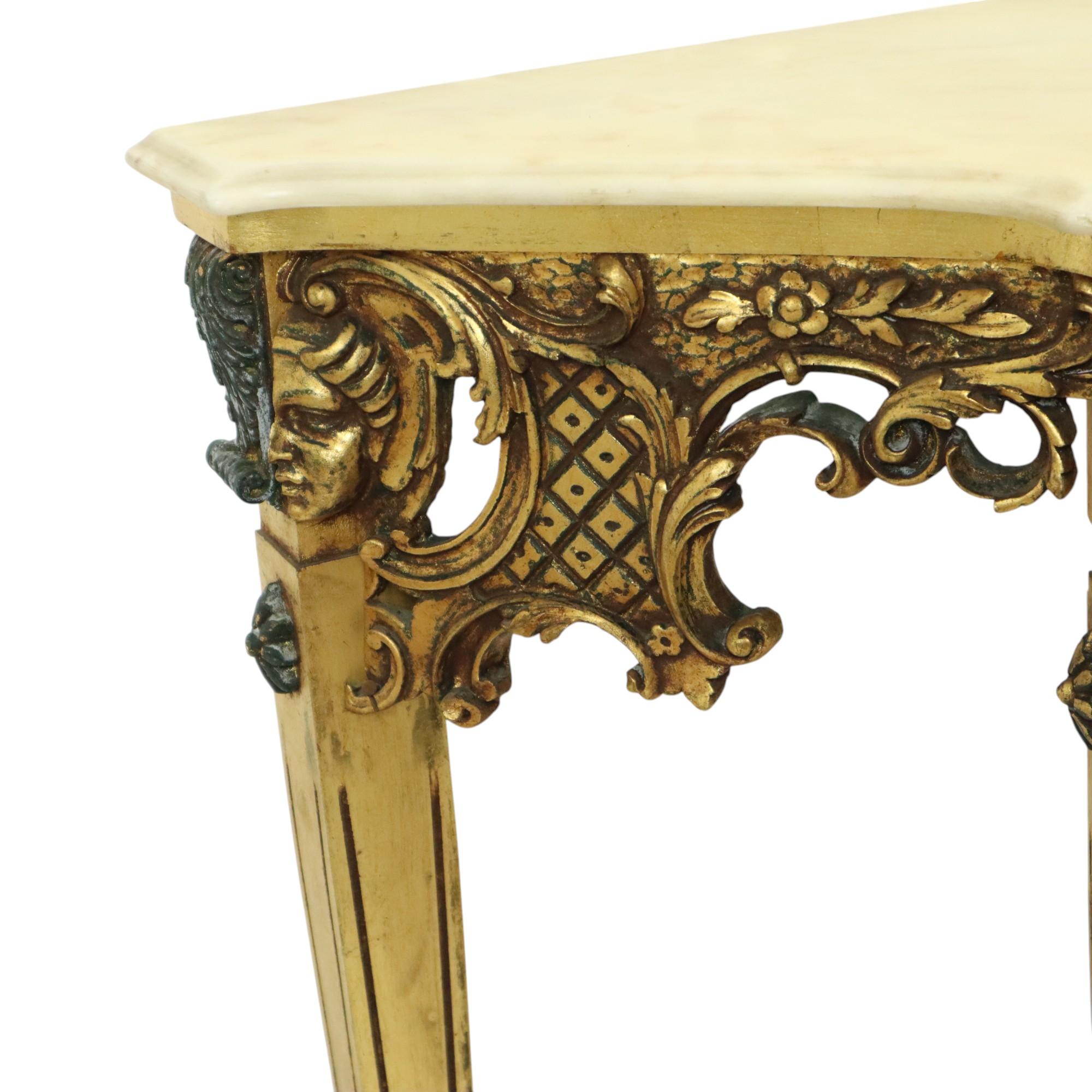 Beautiful Antique Gold Leaf Gilded Console Marble Louis XVI Style 3