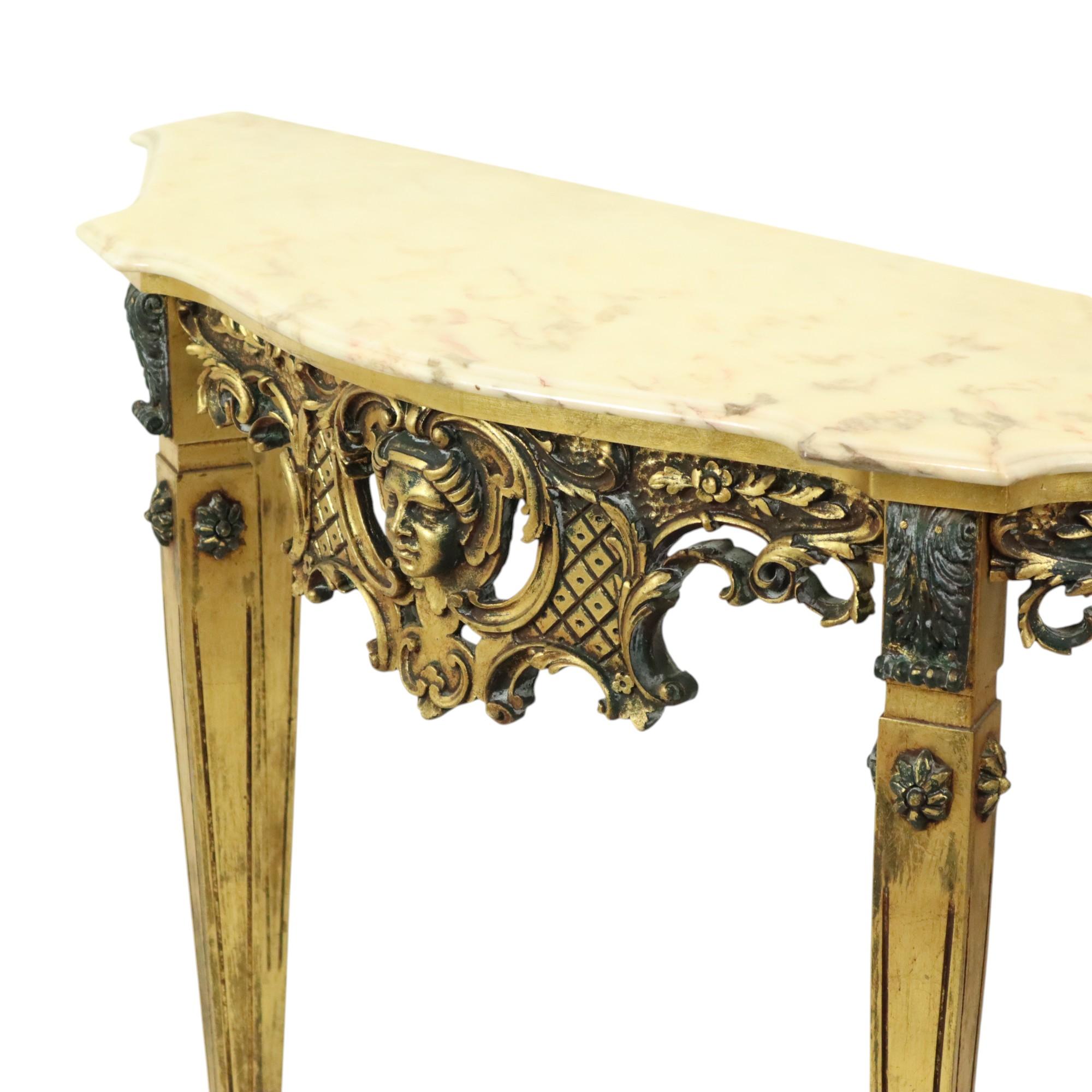 Beautiful Antique Gold Leaf Gilded Console Marble Louis XVI Style 10