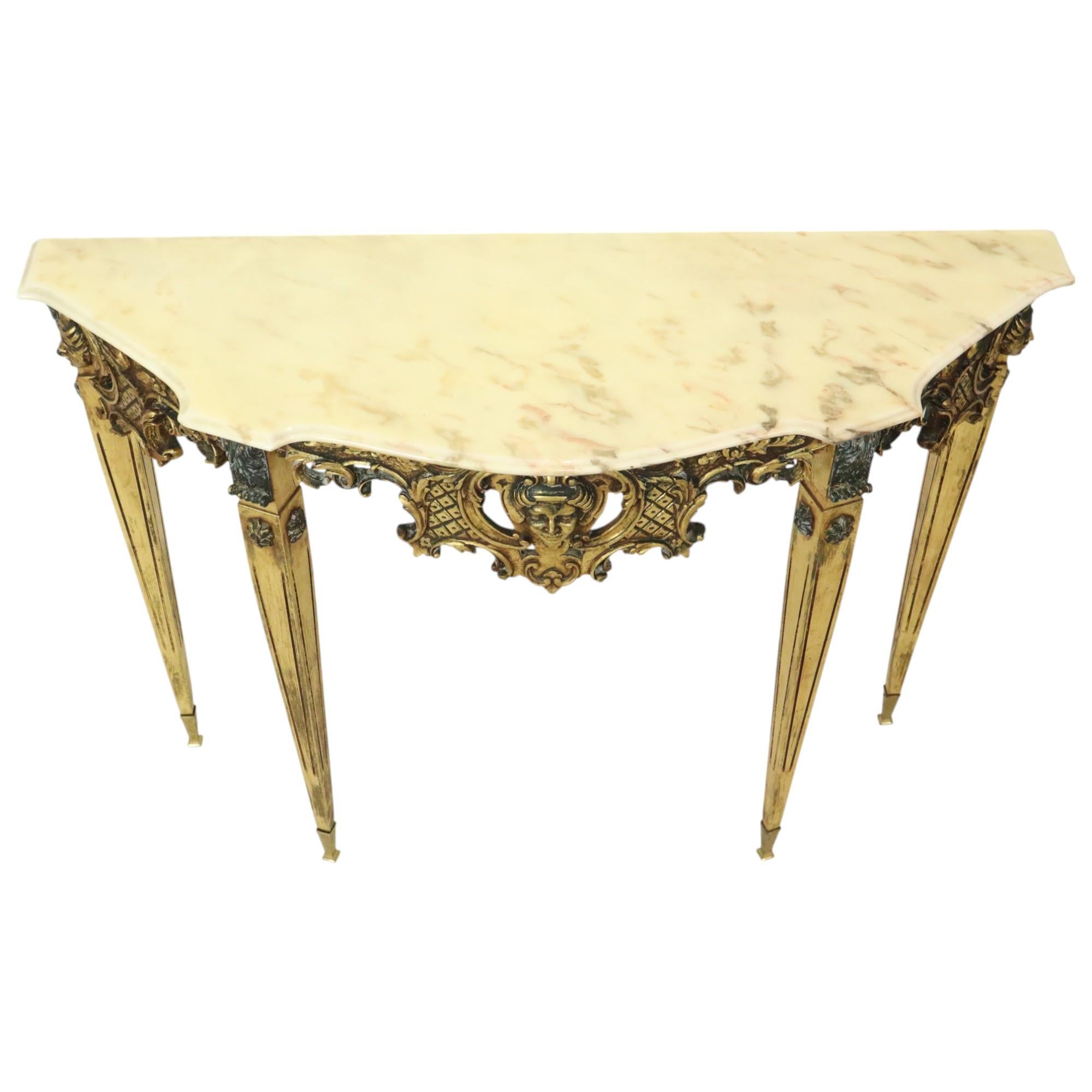 Beautiful Antique Gold Leaf Gilded Console Marble Louis XVI Style In Good Condition In Poperinge, BE