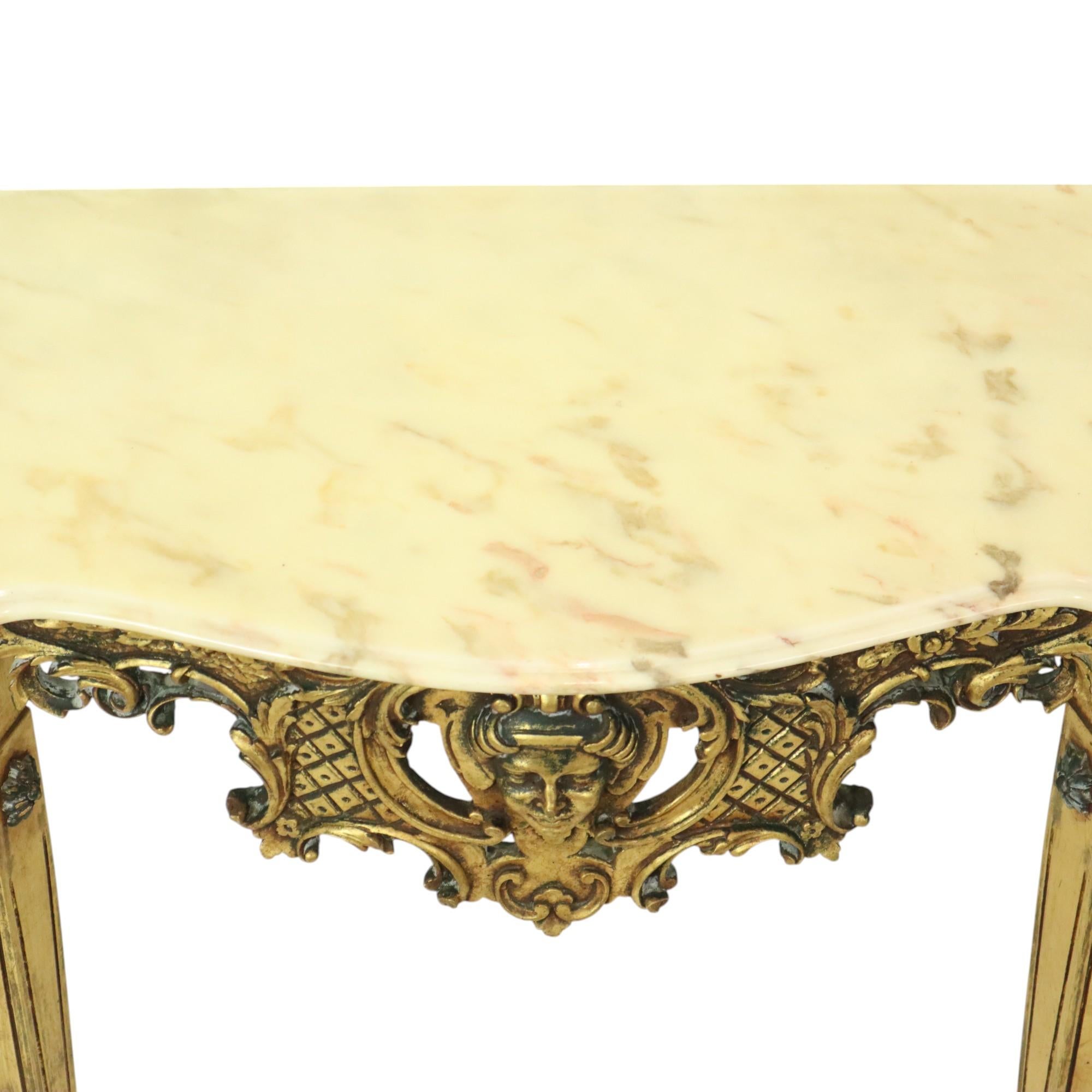 Bronze Beautiful Antique Gold Leaf Gilded Console Marble Louis XVI Style