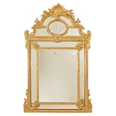 gold side mirror Beautiful Antique Gold Mirror, Wall Mirror with Volutes, Gold Leaf Frame, 19th C