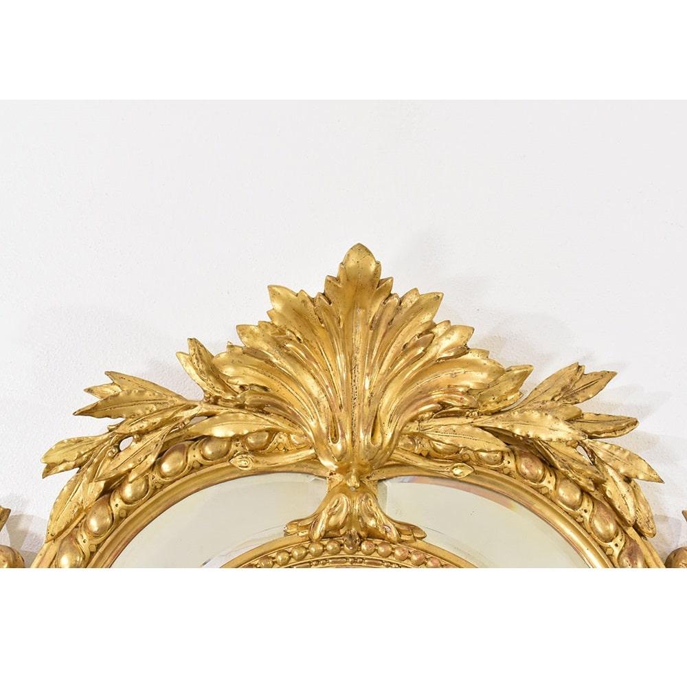 Gilt Beautiful Antique Gold Mirror, Wall Mirror with Volutes, Gold Leaf Frame, 19th C
