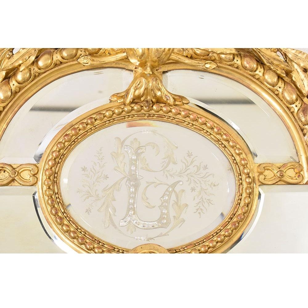 Beautiful Antique Gold Mirror, Wall Mirror with Volutes, Gold Leaf Frame, 19th C In Good Condition In Breganze, VI