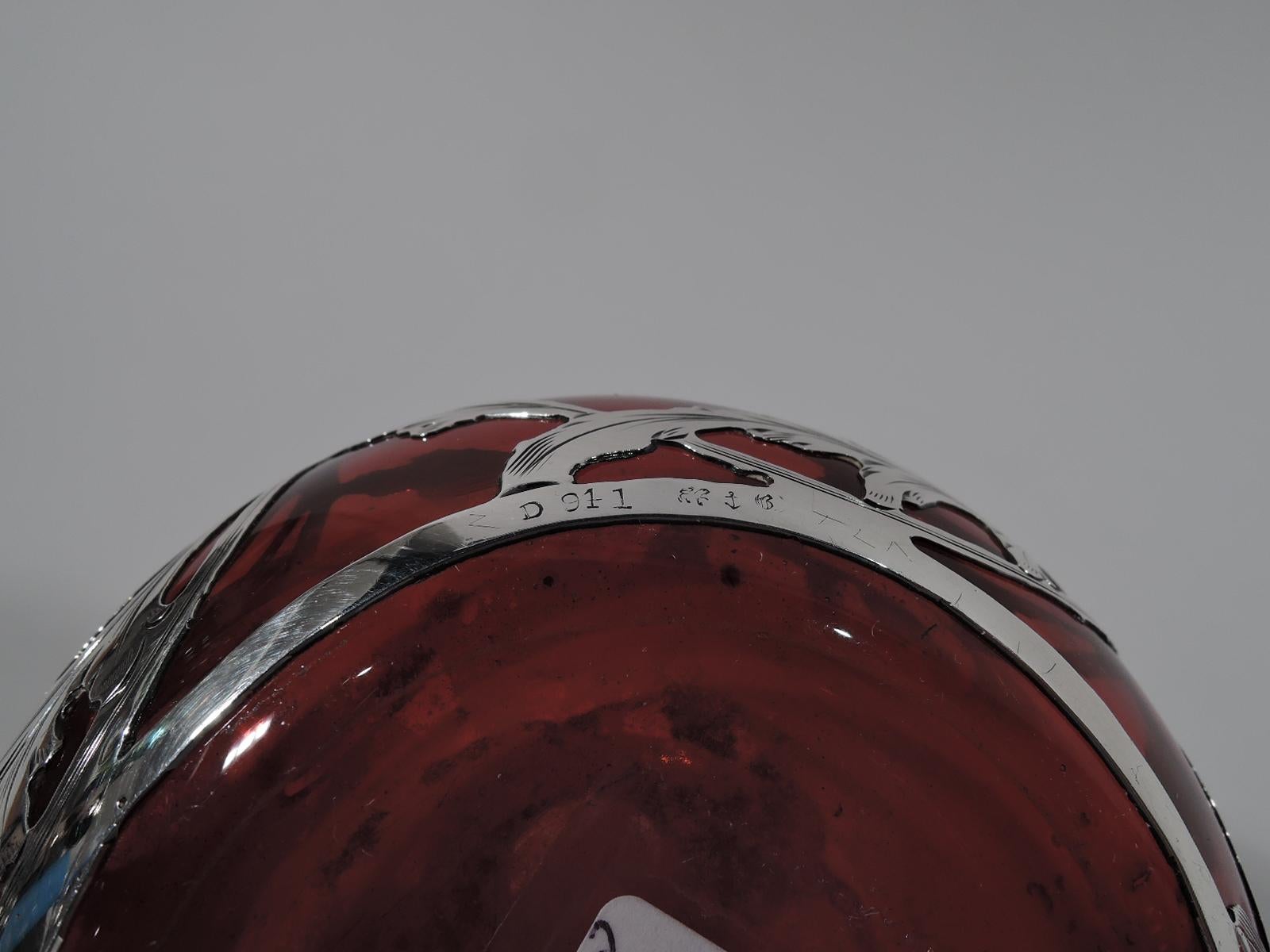 Argent Magnifique flacon de parfum ancien classique rouge Gorham recouvert d'argent en vente