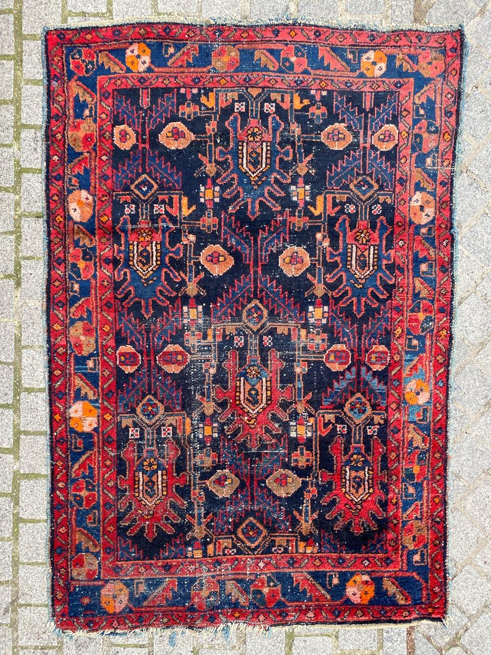 Rustic Bobyrug’s Beautiful Antique Hamadan Rug For Sale