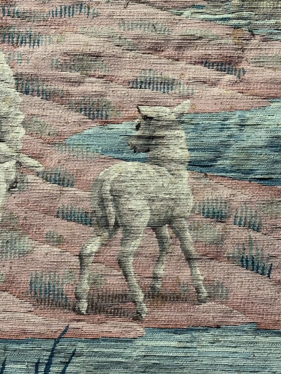 Beautiful antique handwoven Aubusson or Flanders tapestry For Sale 3