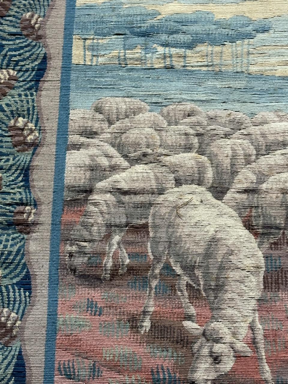 Beautiful antique handwoven Aubusson or Flanders tapestry For Sale 5