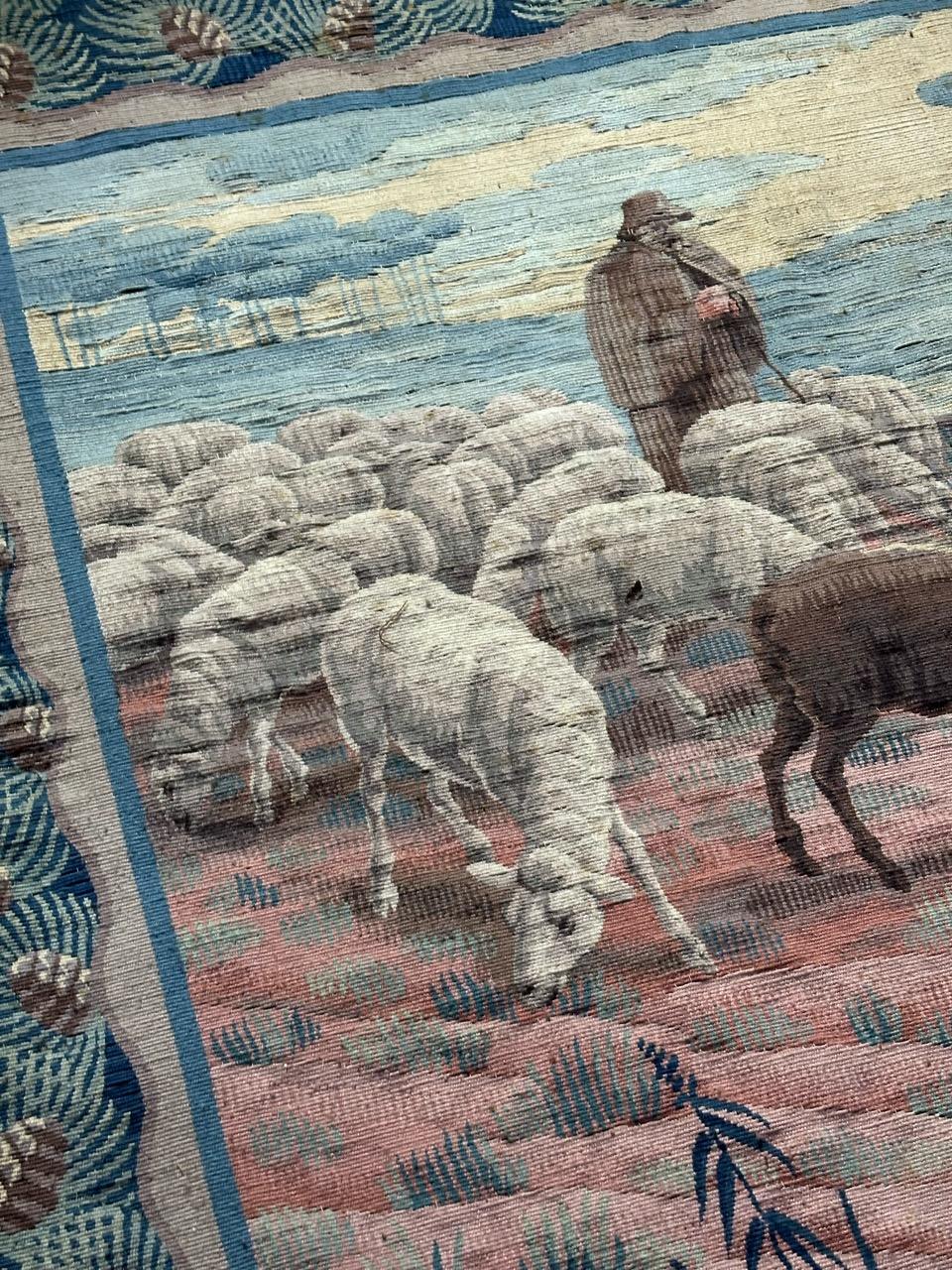 Beautiful antique handwoven Aubusson or Flanders tapestry For Sale 7