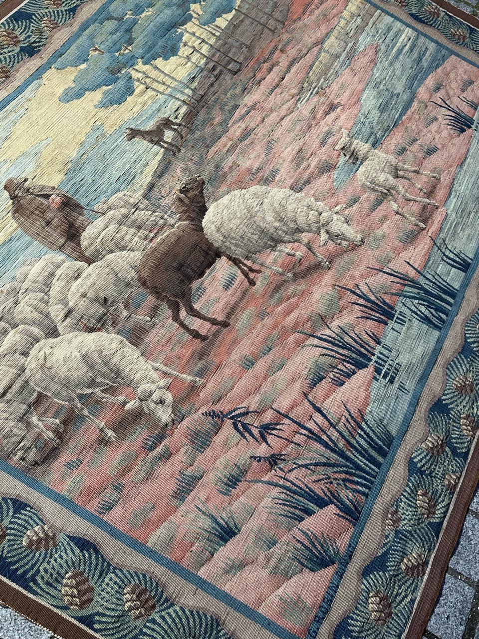 Beautiful antique handwoven Aubusson or Flanders tapestry For Sale 8