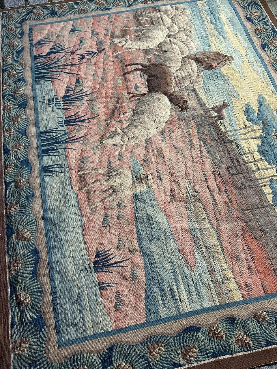Beautiful antique handwoven Aubusson or Flanders tapestry For Sale 9
