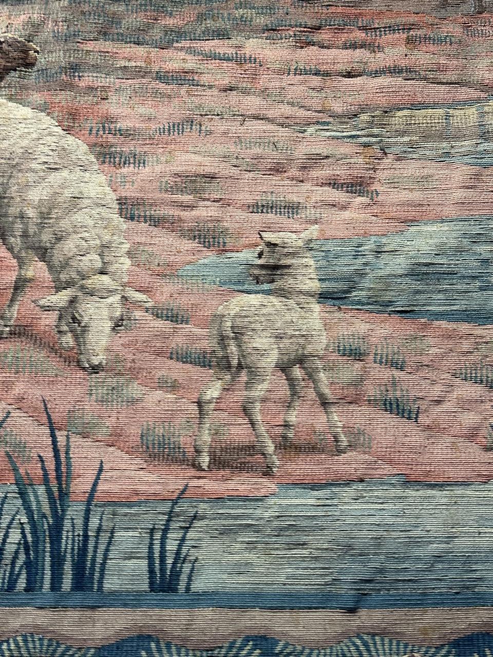 Beautiful antique handwoven Aubusson or Flanders tapestry For Sale 10