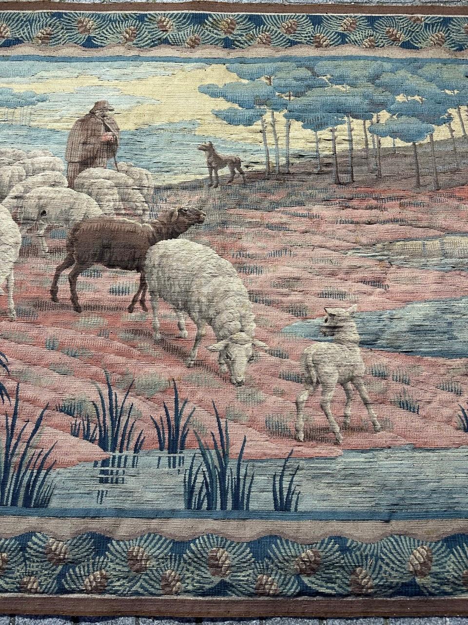 French Beautiful antique handwoven Aubusson or Flanders tapestry For Sale