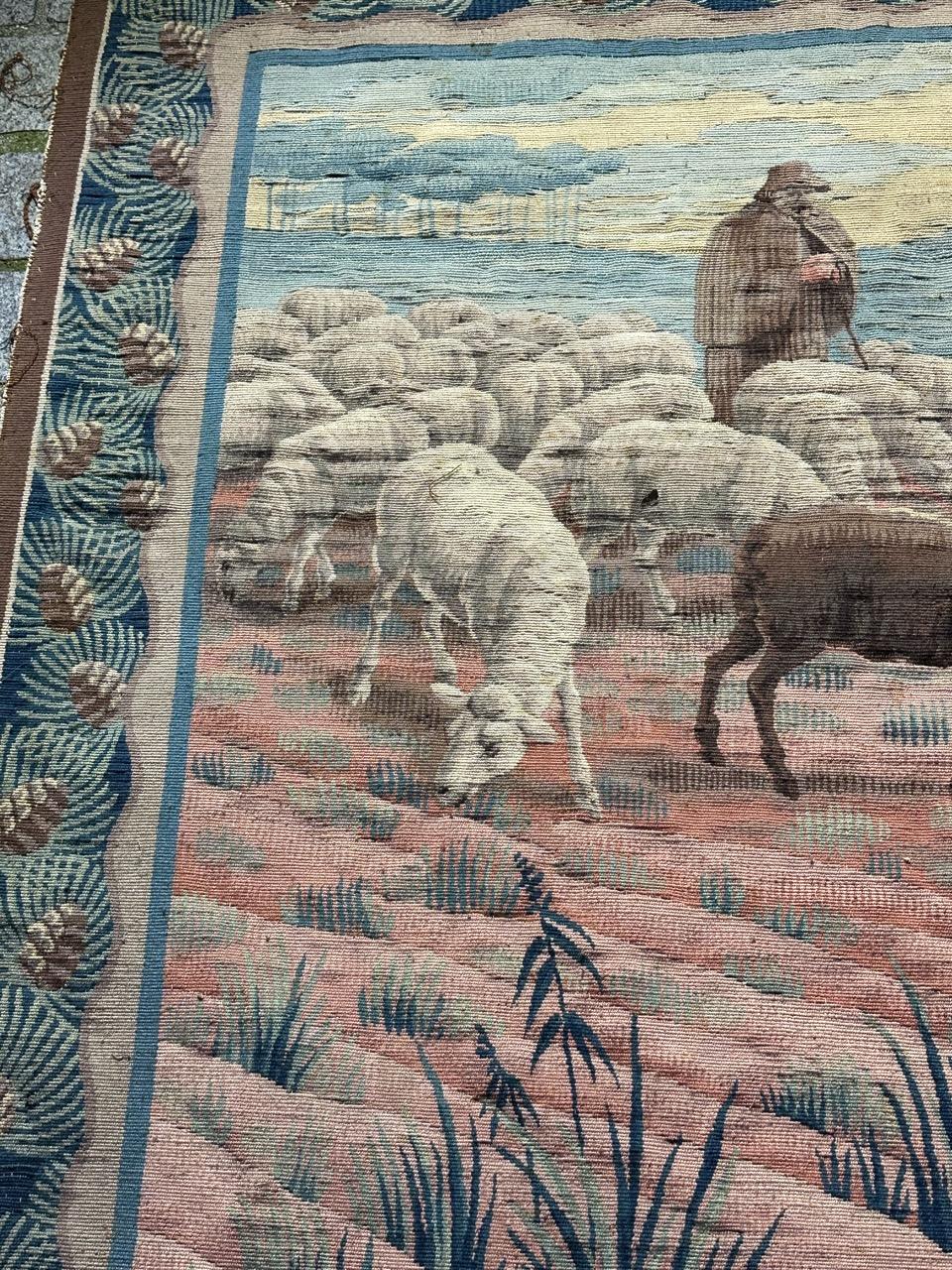 Woven Beautiful antique handwoven Aubusson or Flanders tapestry For Sale