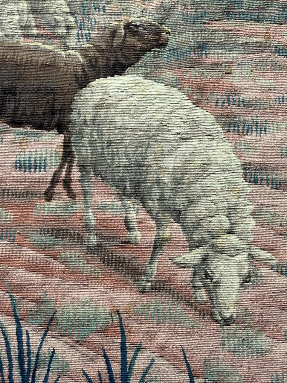 Beautiful antique handwoven Aubusson or Flanders tapestry For Sale 1