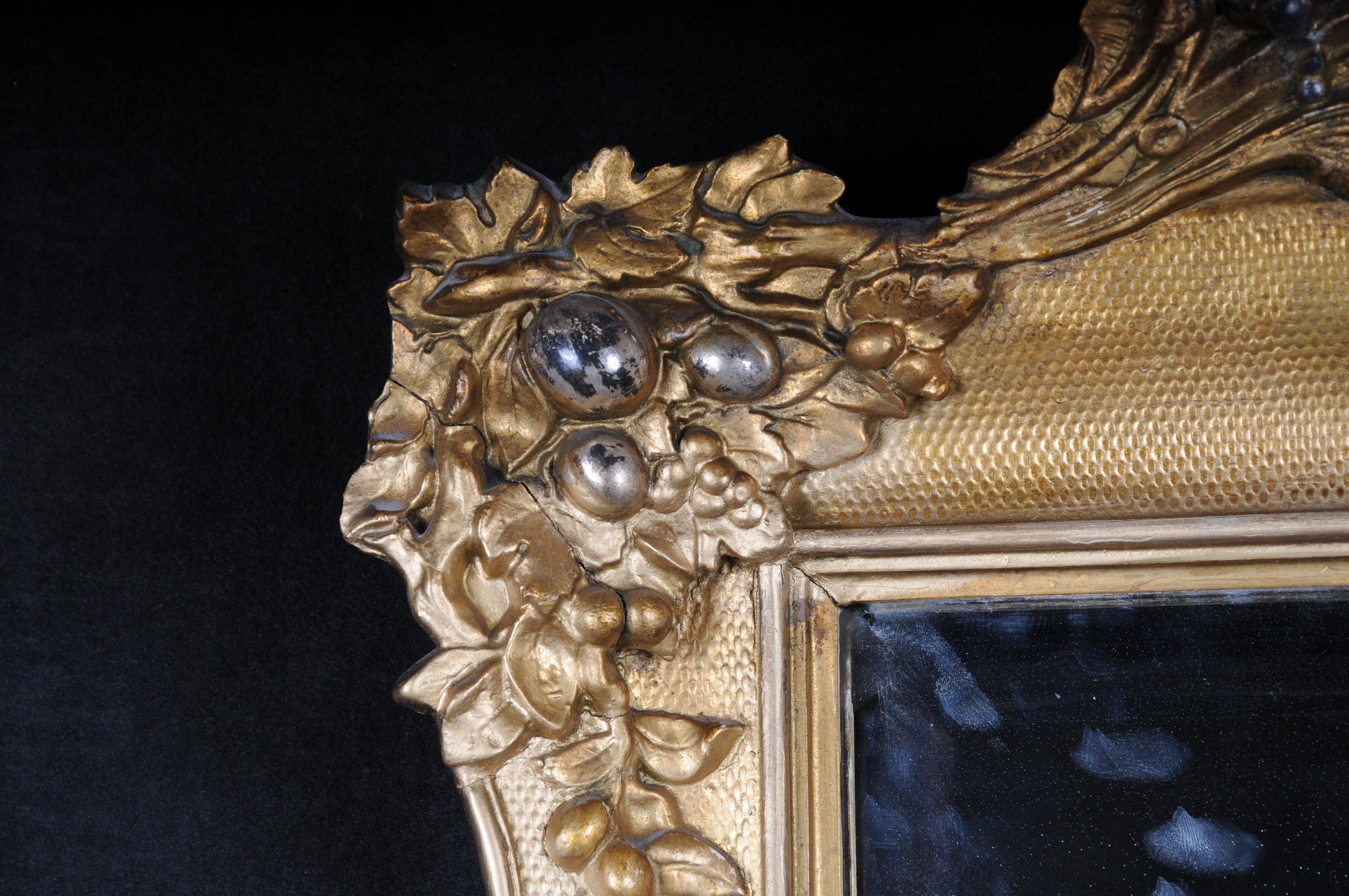 German Beautiful Antique Historicism Mirror, Around 1870, Gilded For Sale