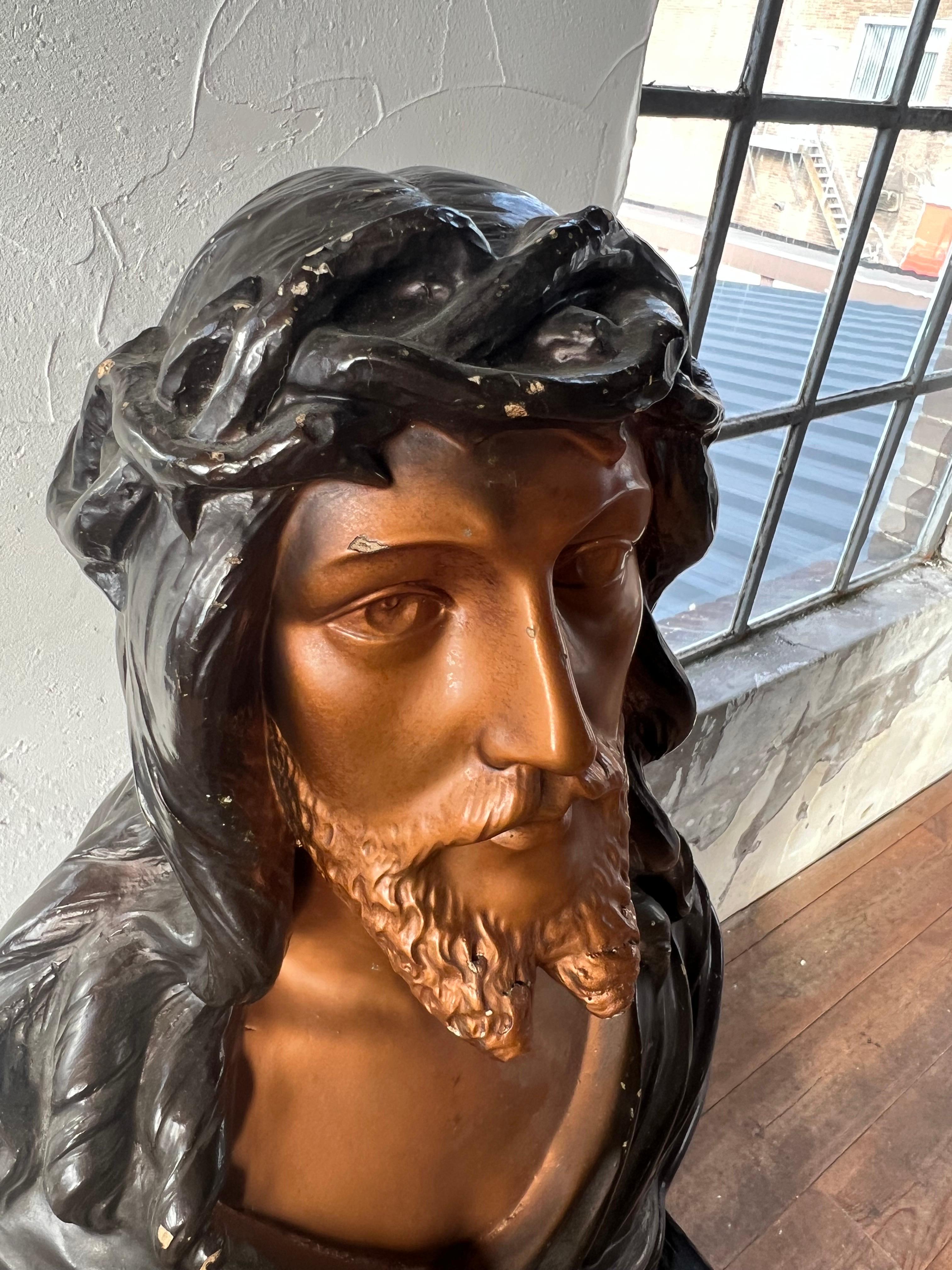 Belgian Beautiful antique Jezus bust, Jean Carli, Belgium ca. 1900