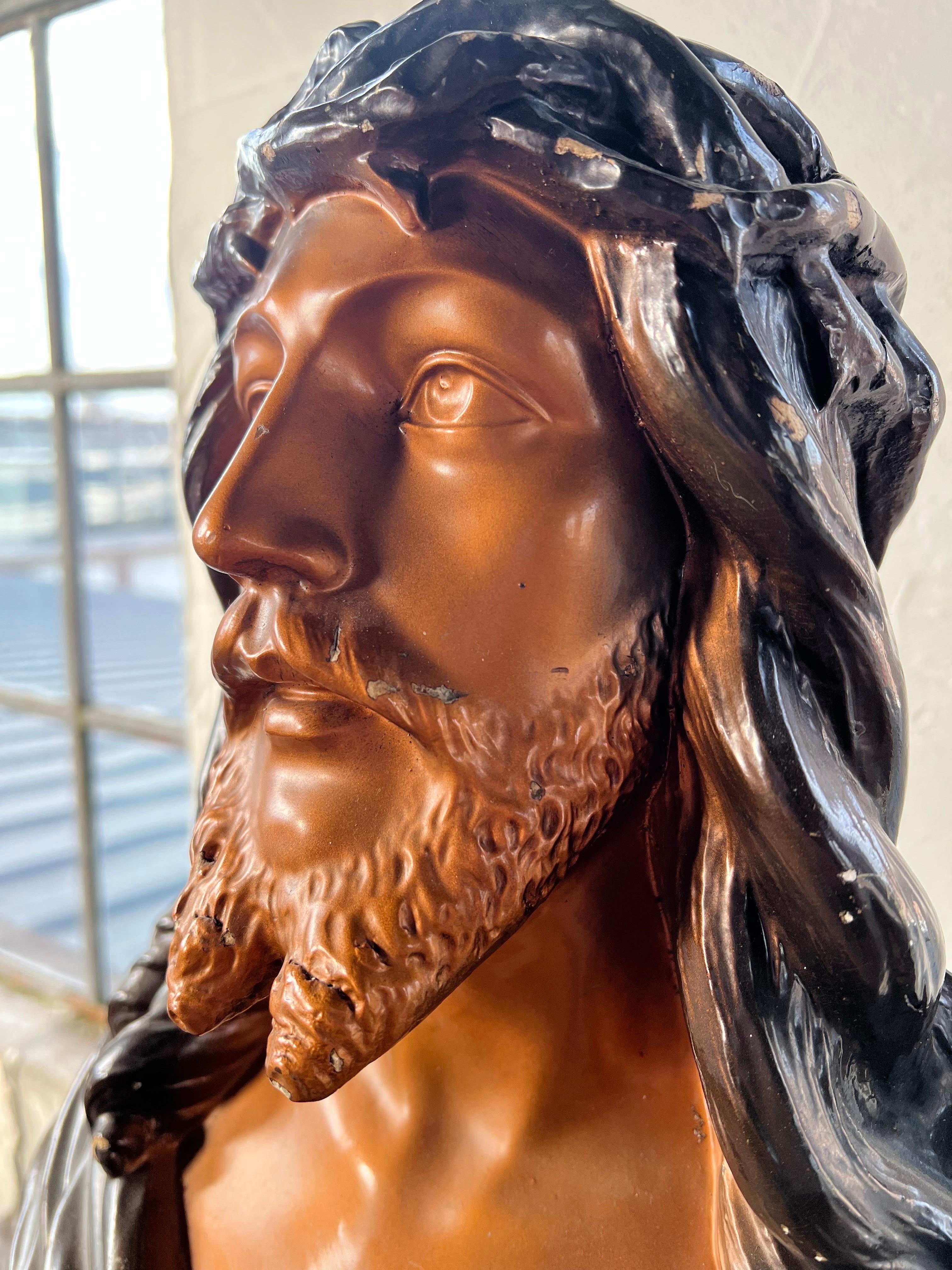 Early 20th Century Beautiful antique Jezus bust, Jean Carli, Belgium ca. 1900