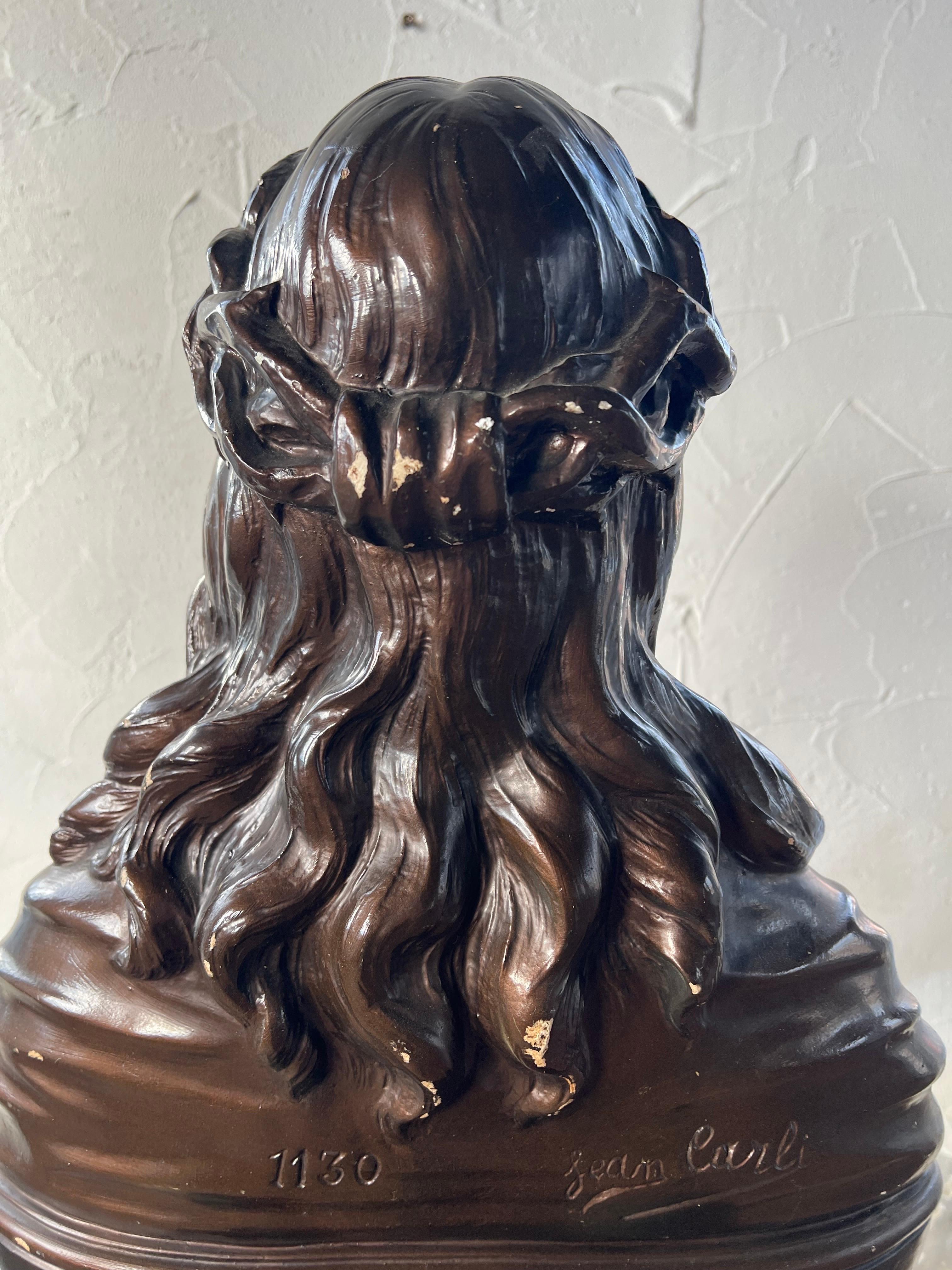 Plaster Beautiful antique Jezus bust, Jean Carli, Belgium ca. 1900