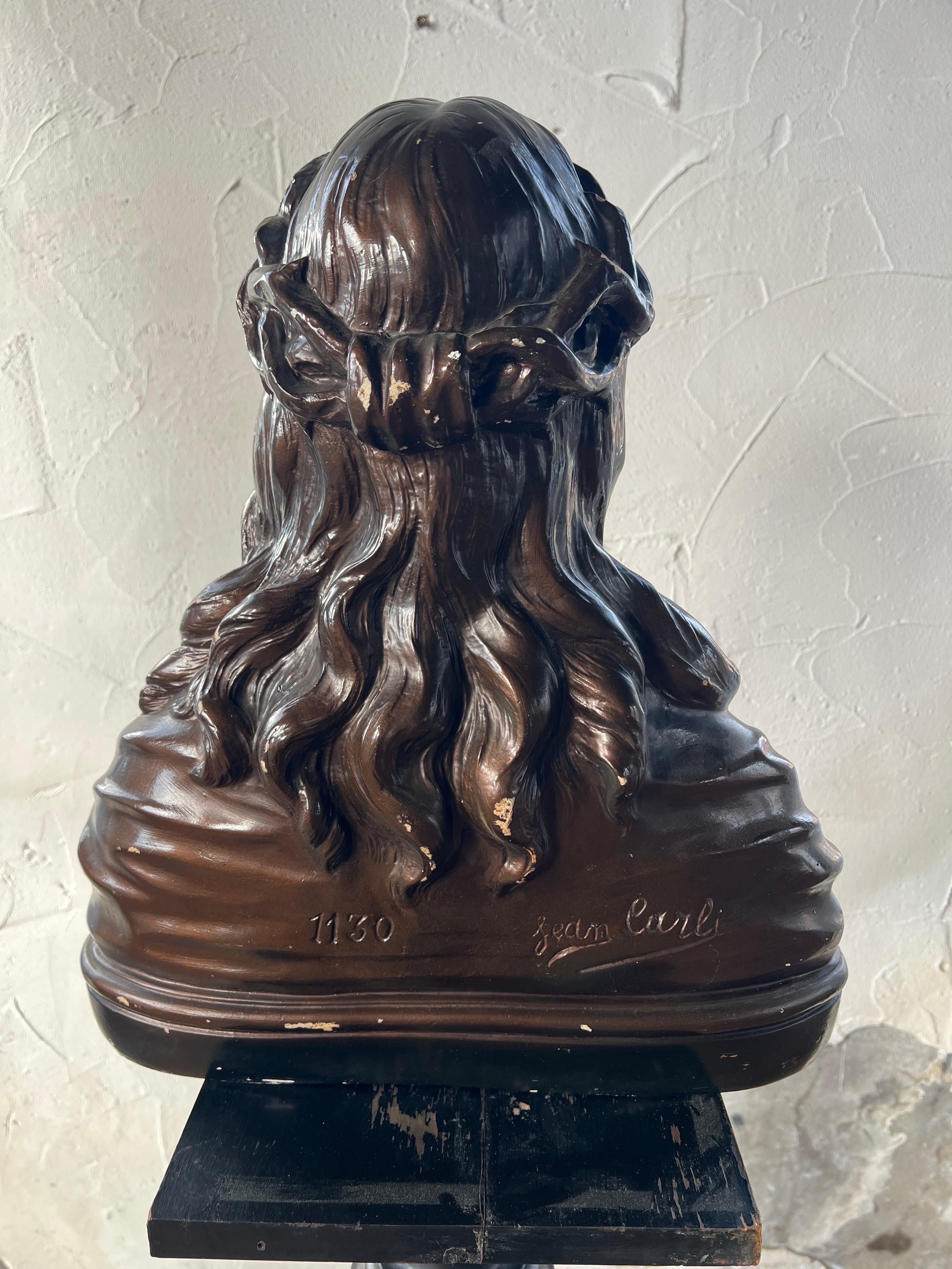 Beautiful antique Jezus bust, Jean Carli, Belgium ca. 1900 2
