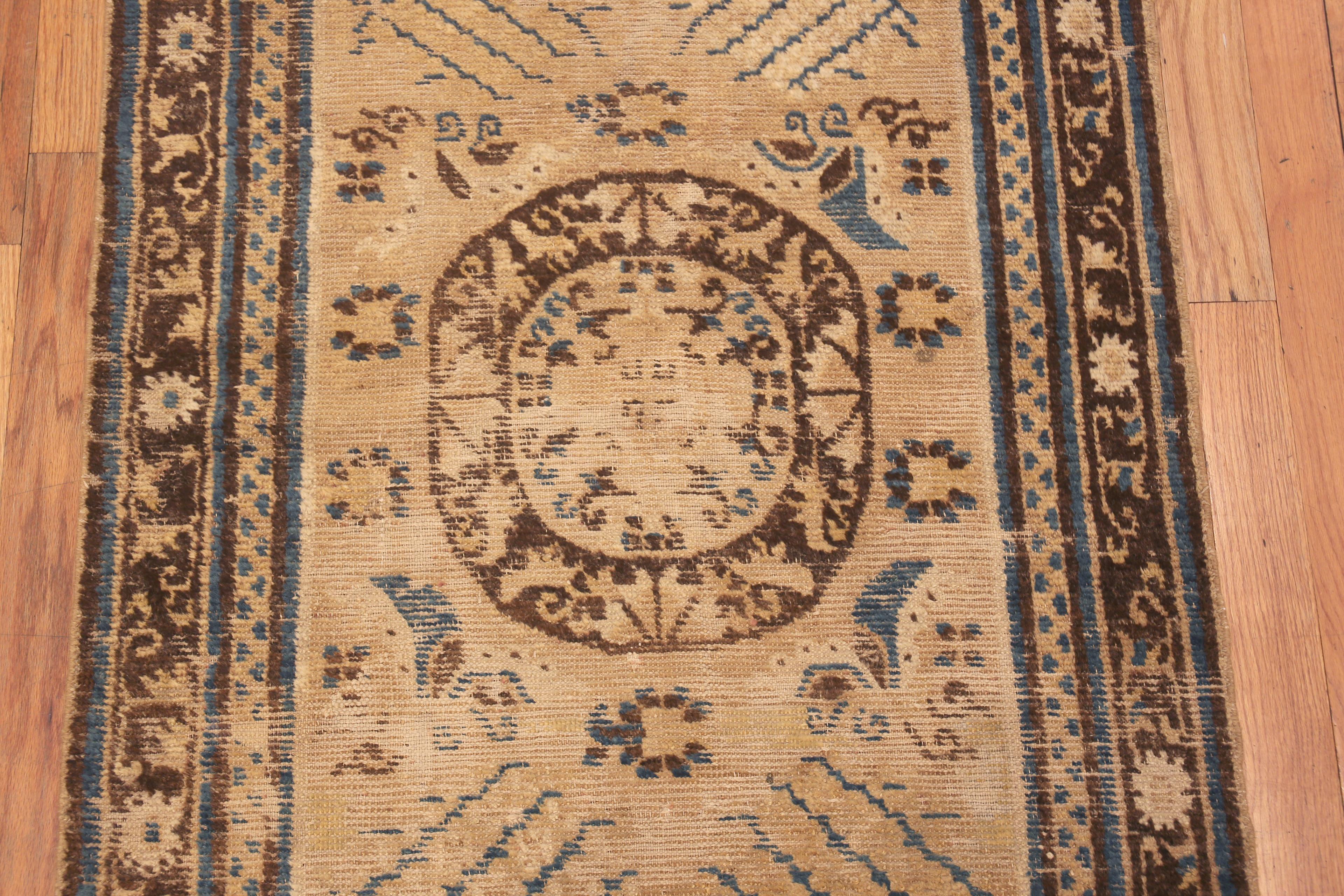 East Turkestani Beautiful Antique Khotan East Turkestan Runner Rug 3'4