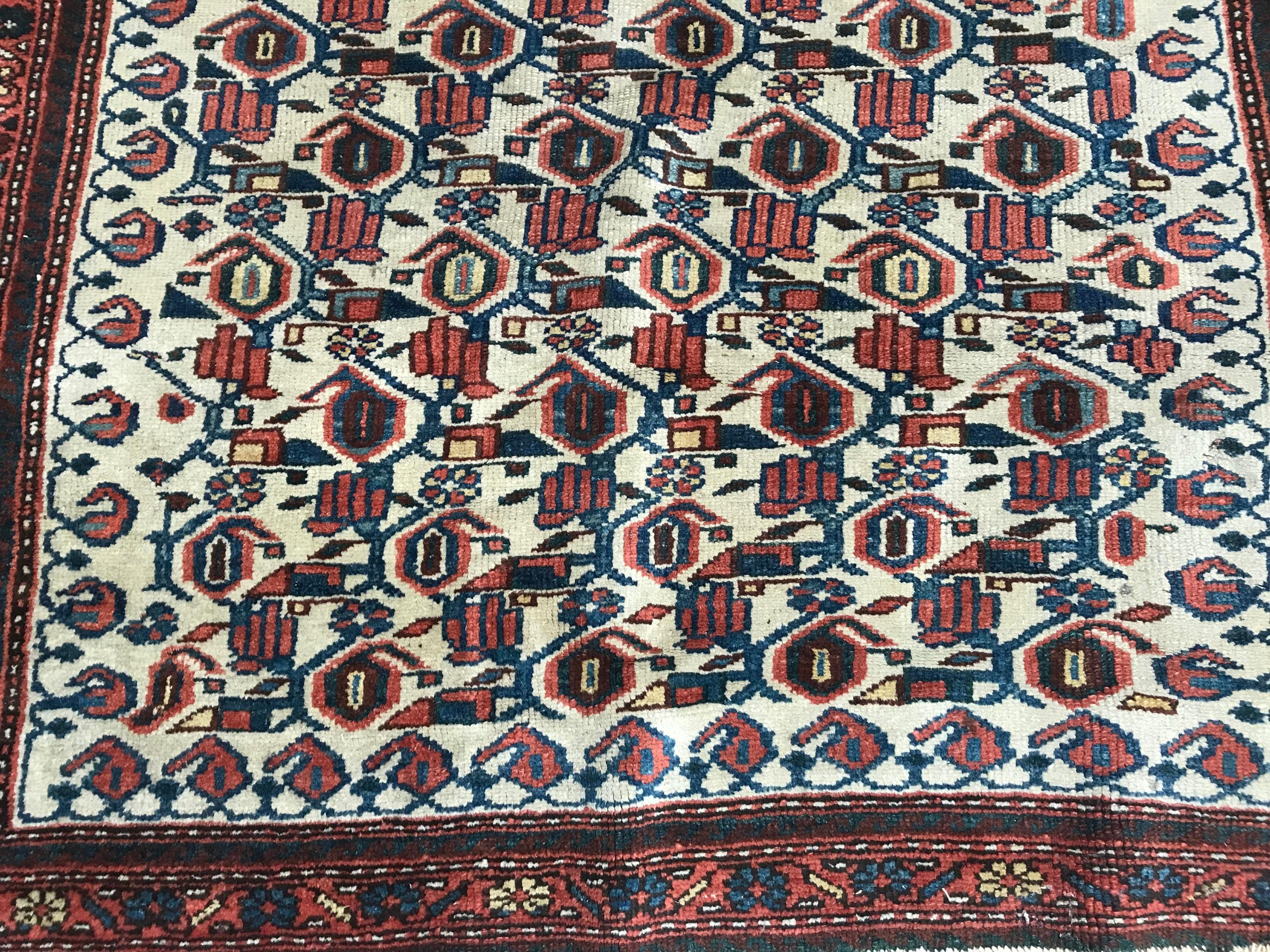 Central Asian Beautiful Antique Kurdish Malayer Rug For Sale