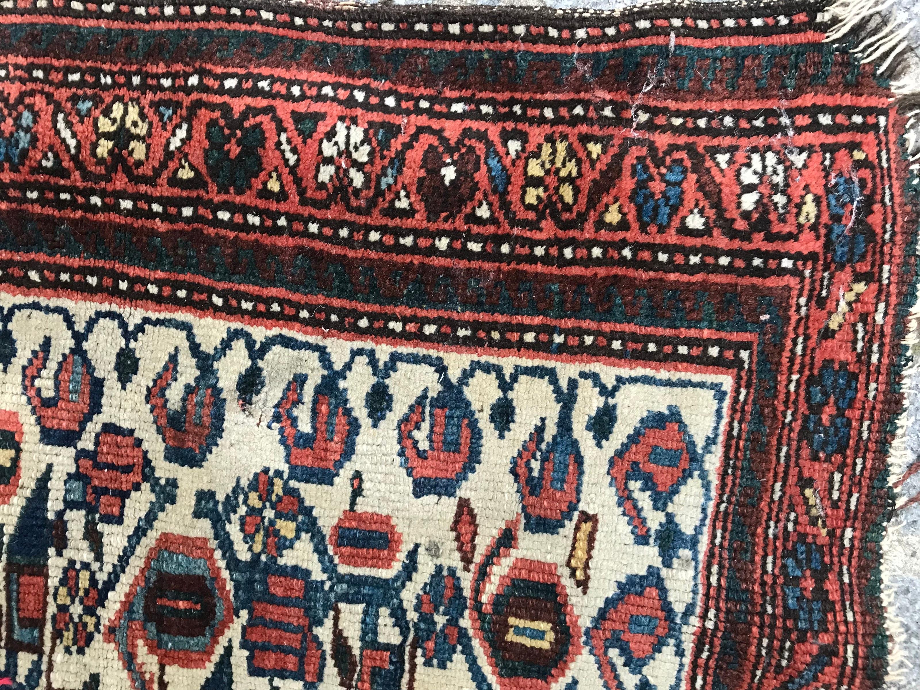 Wool Beautiful Antique Kurdish Malayer Rug For Sale