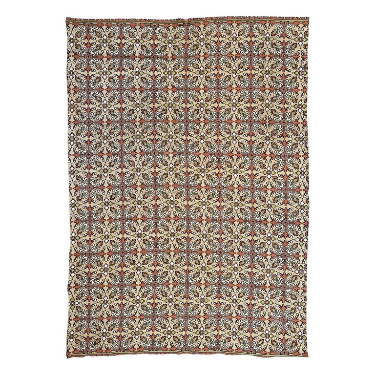 Beautiful Antique Large Portuguese Flat Rug For Sale at 1stdibs