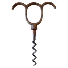 Beautiful Vintage late 19th C. Finger Pull Iron Corkscrew