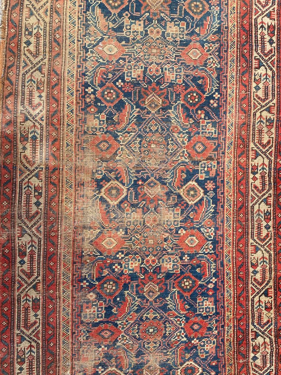 Beautiful Antique Malayer Runner In Distressed Condition For Sale In Saint Ouen, FR