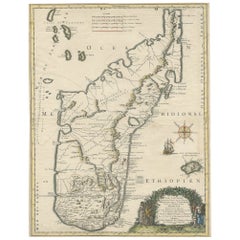 Beautiful Antique Map of Madagascar, The Comoros Islands & Reunion Island, 1667