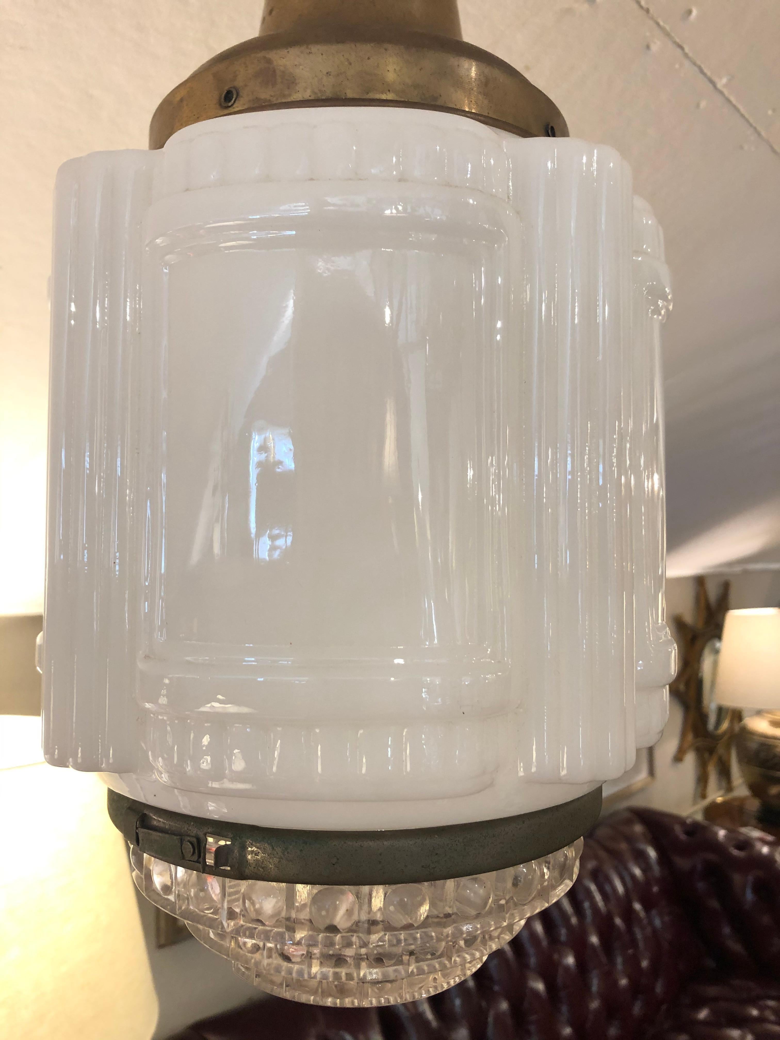 milk glass light fixture vintage