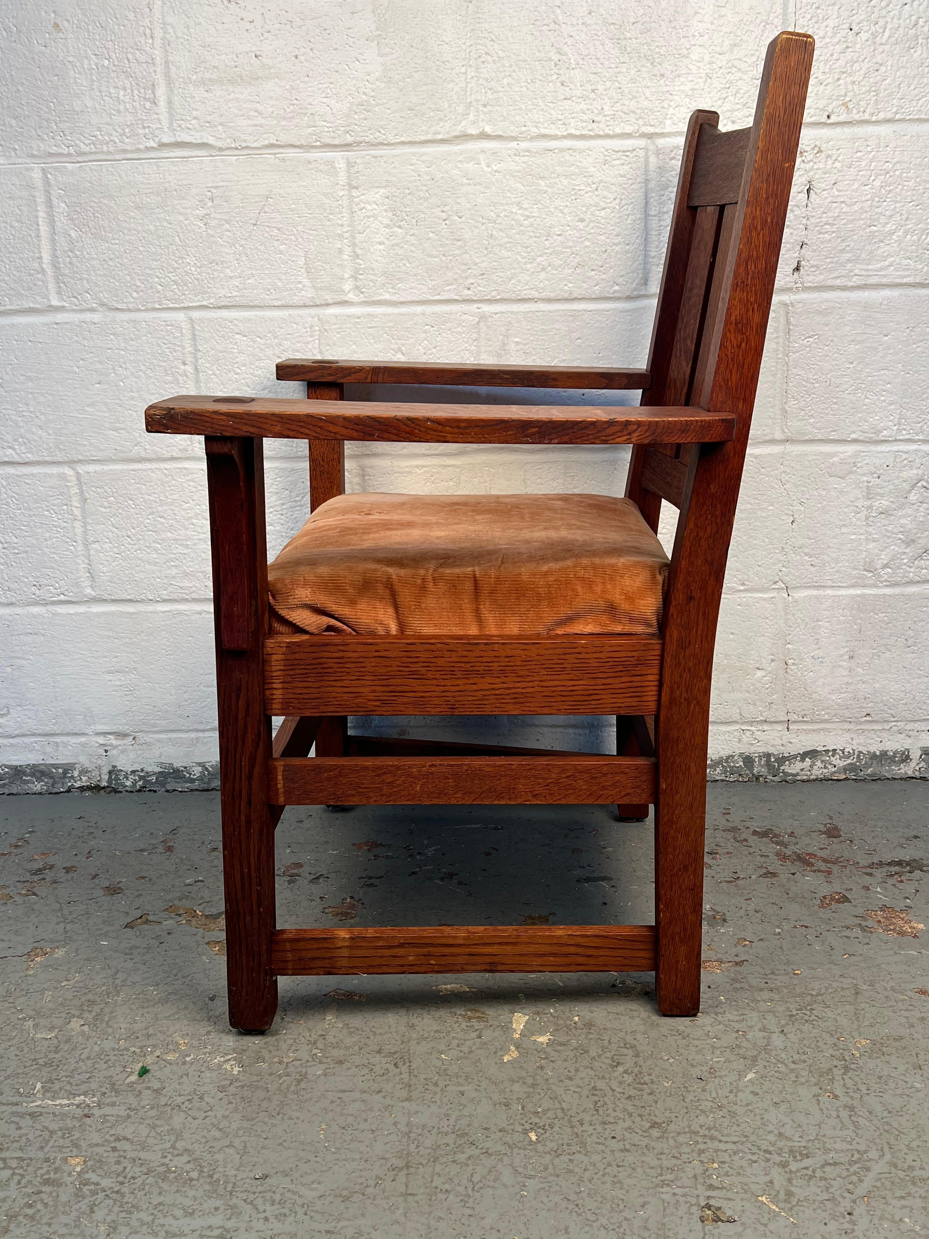 Magnifique chaise ancienne Mission Oak Oak Stickley Bon état - En vente à Brooklyn, NY