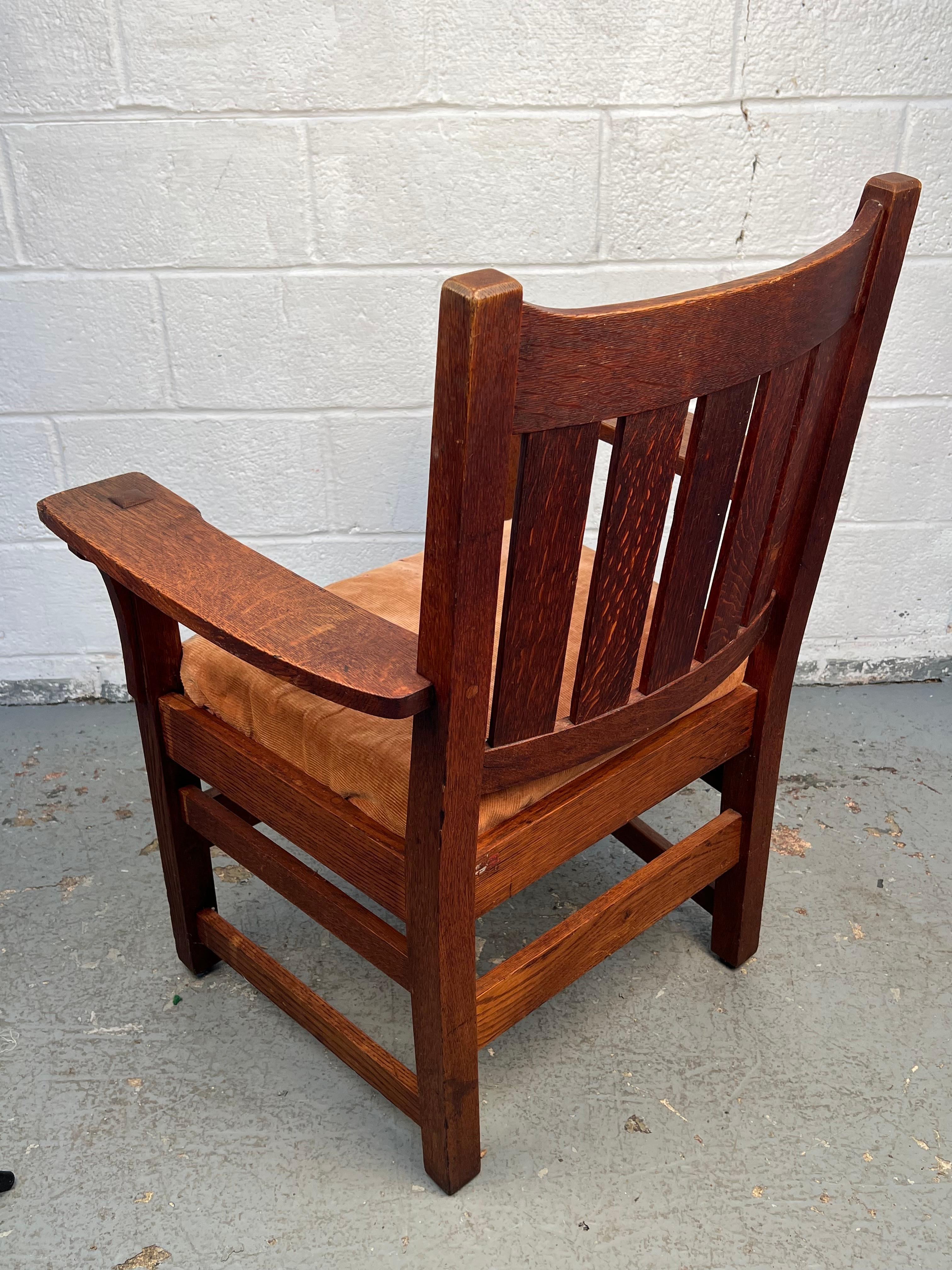 20ième siècle Magnifique chaise ancienne Mission Oak Oak Stickley en vente