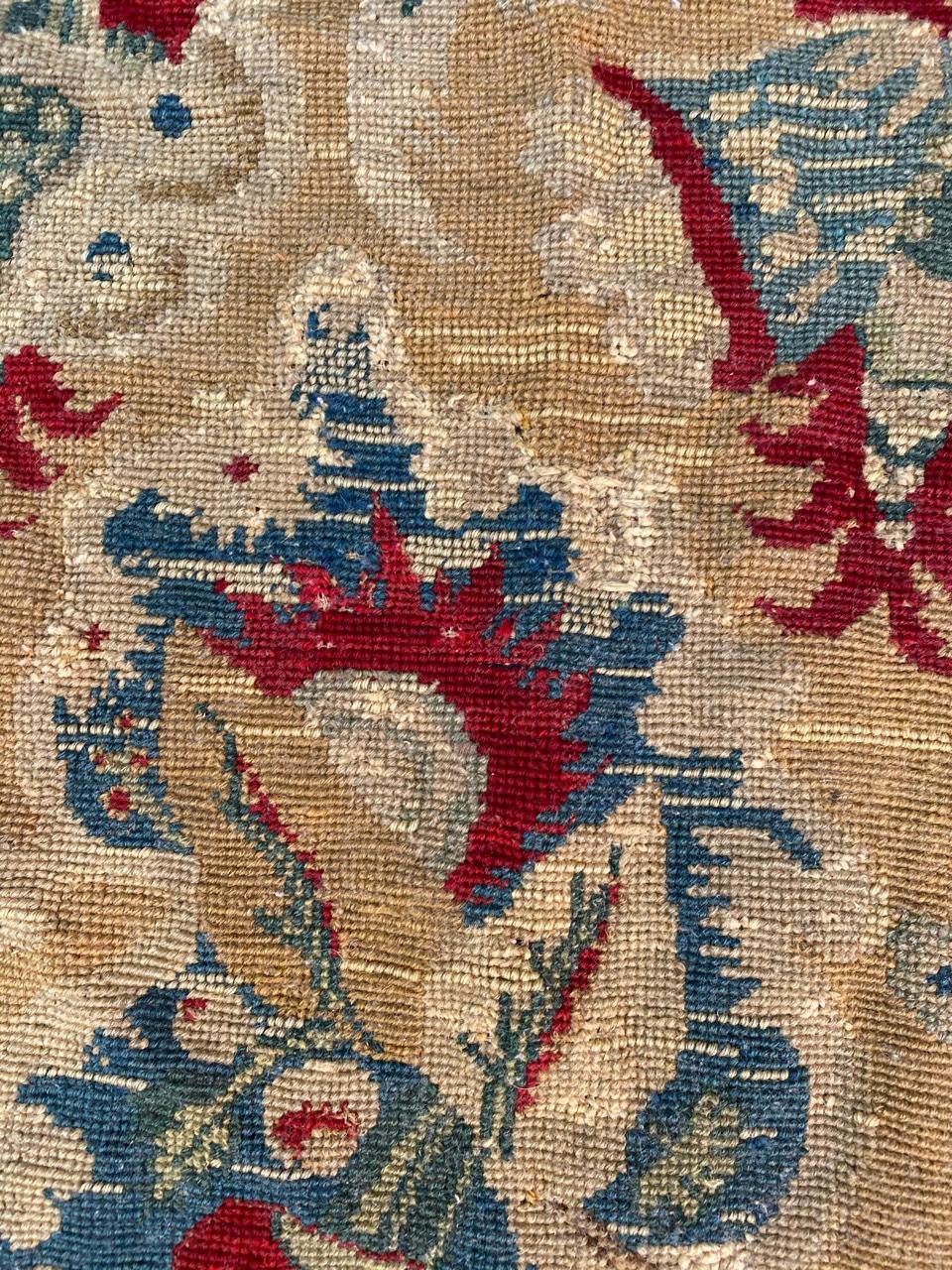 French Beautiful Antique Needlepoint Tapestry For Sale